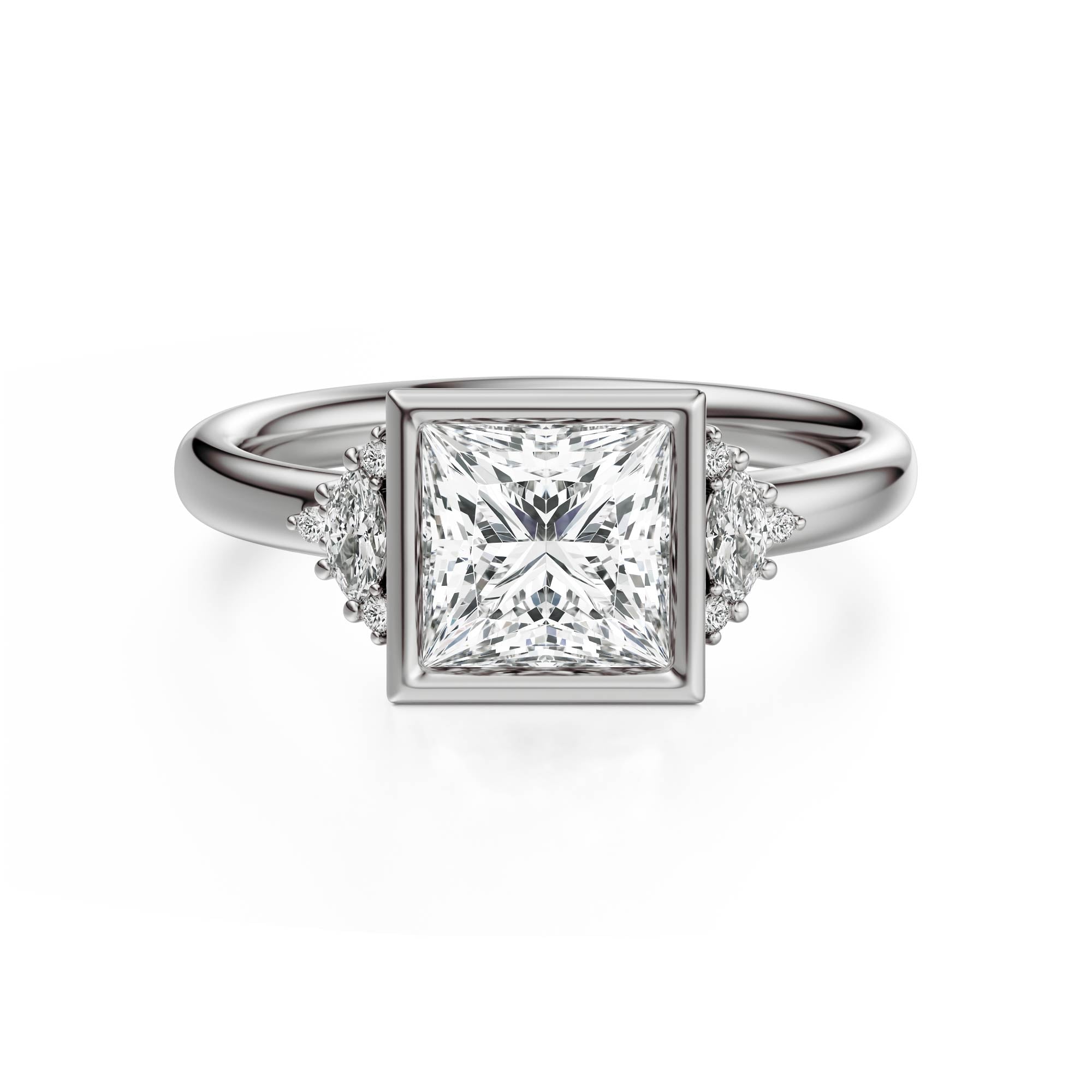 The Bezel Maren Ring | Princess | Setting Only - Lavender Creek Gems