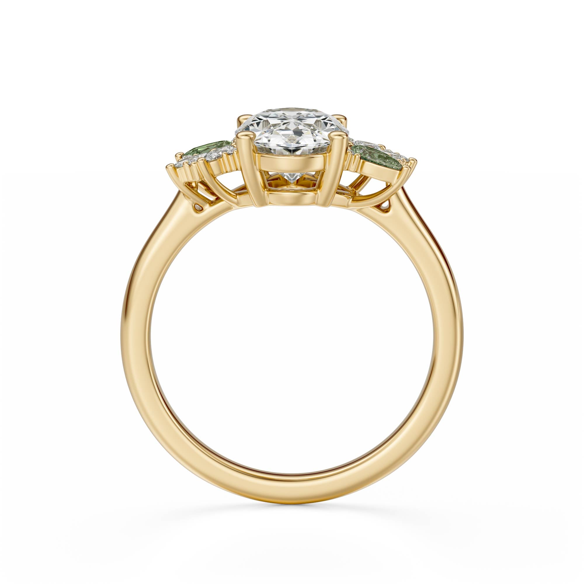 The Fleur Ring | Oval | Green Sapphire Accents - Lavender Creek Gems