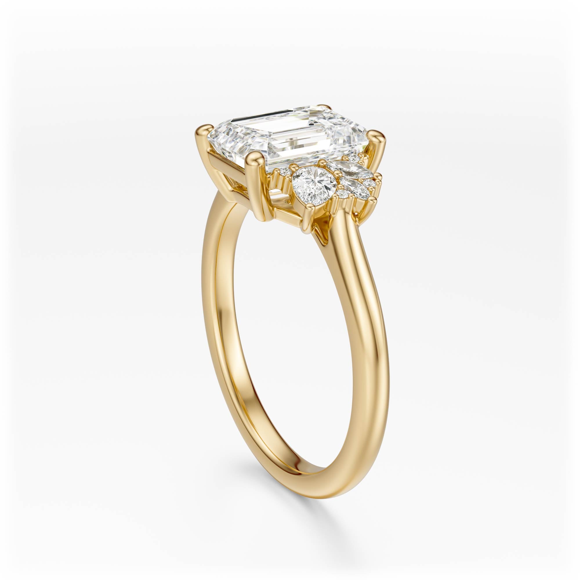 The Diamond Fleur Ring | Emerald Cut | Setting Only - Lavender Creek Gems