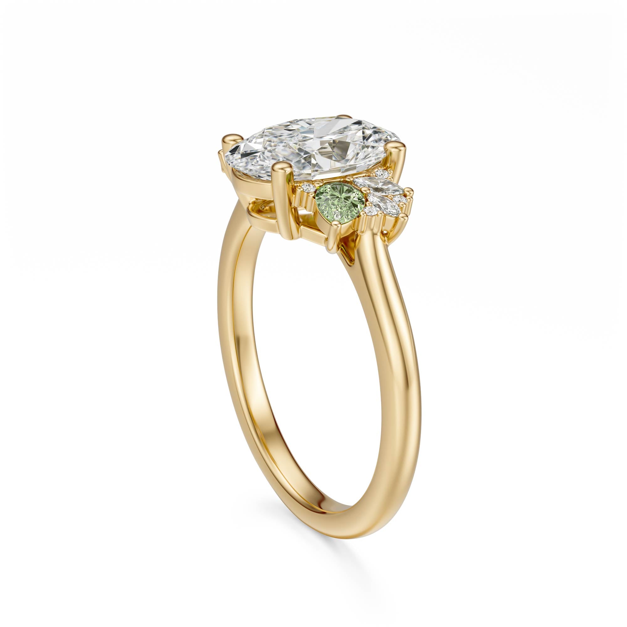The Fleur Ring | Oval | Green Sapphire Accents - Lavender Creek Gems