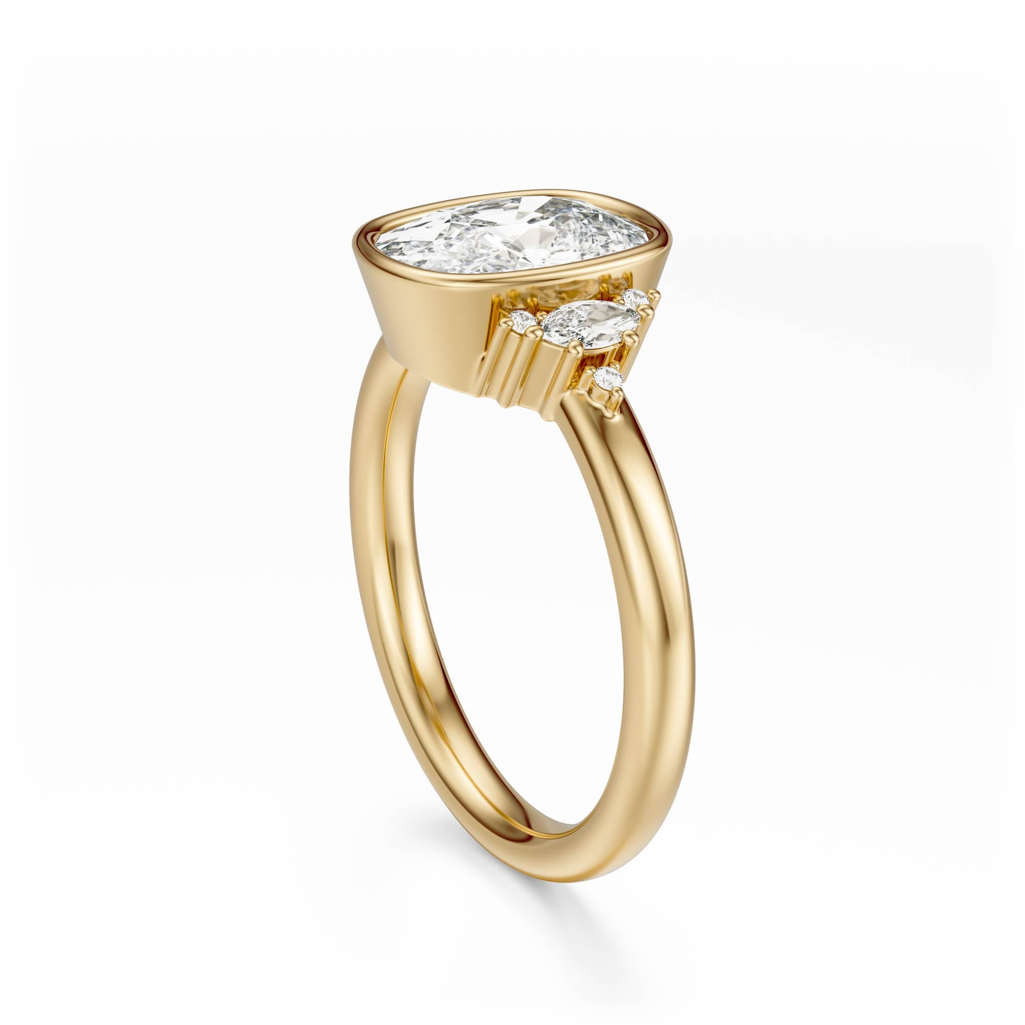 The Bezel Maren Ring | Elongated Cushion | Setting Only - Lavender Creek Gems