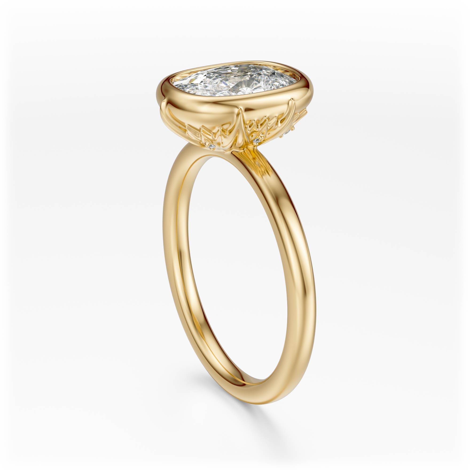 The Bezel Secret Garden Ring | Elongated Cushion | Setting Only