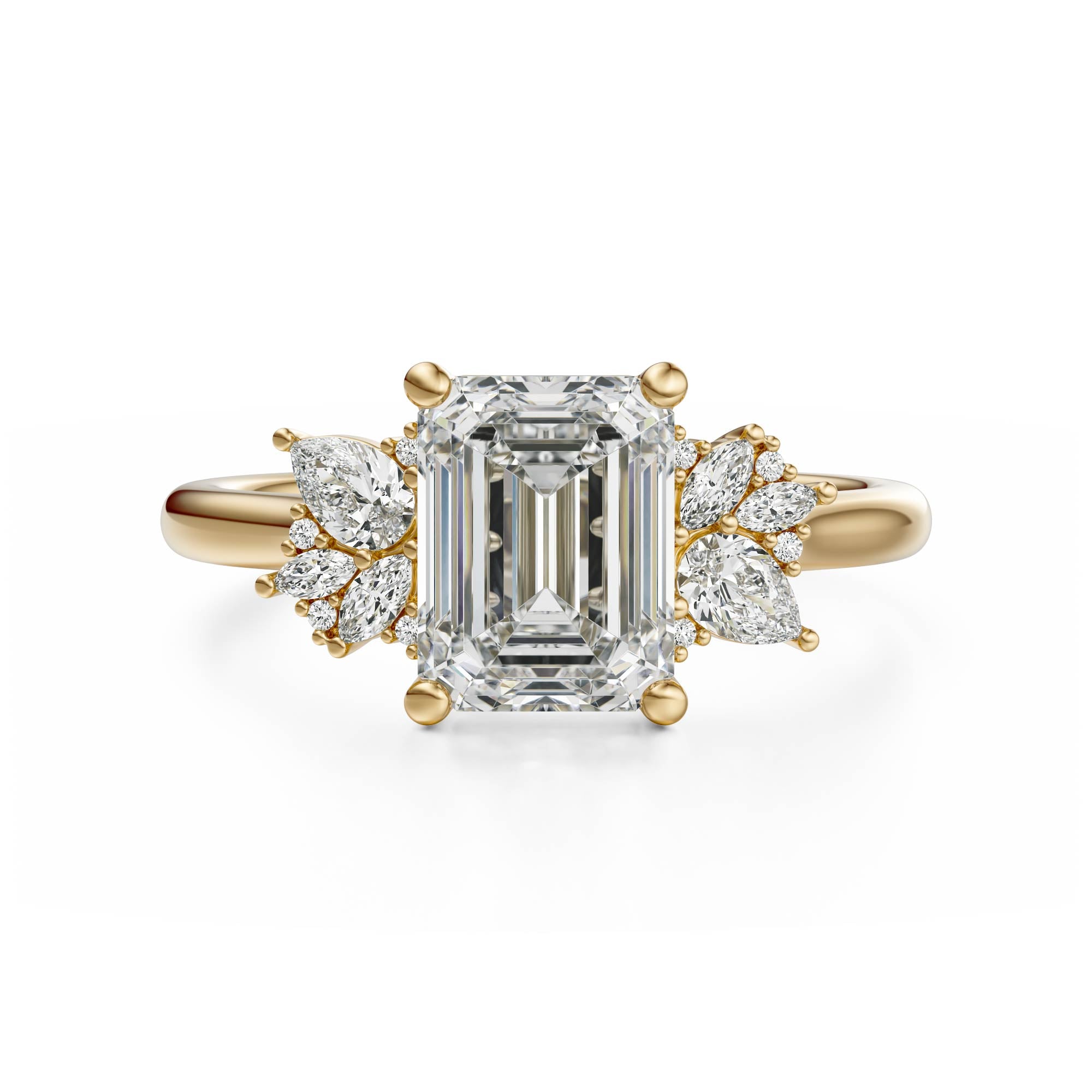 The Diamond Fleur Ring | Emerald Cut | Setting Only - Lavender Creek Gems