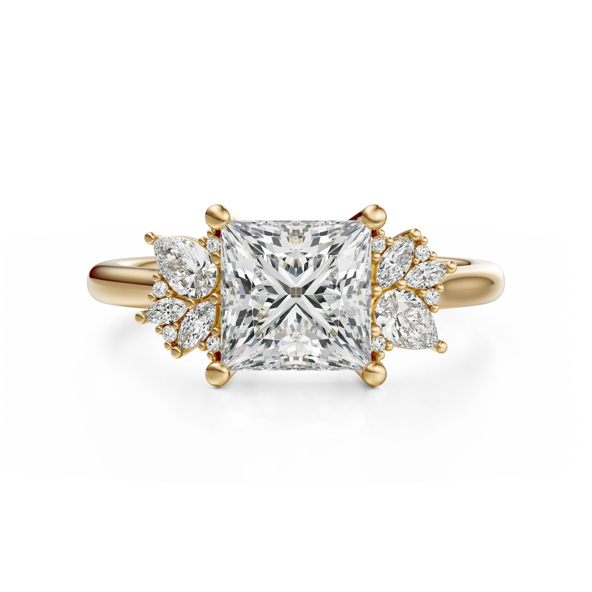 The Diamond Fleur Ring | Princess | Setting Only - Lavender Creek Gems