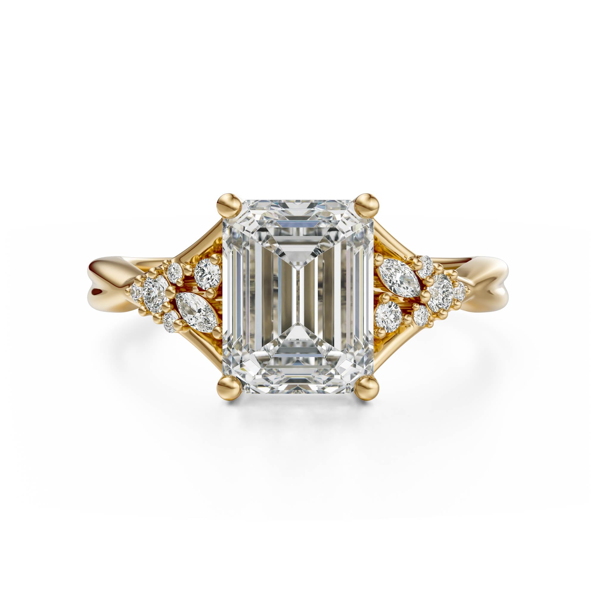The Lyria Ring | Emerald Cut | Setting Only