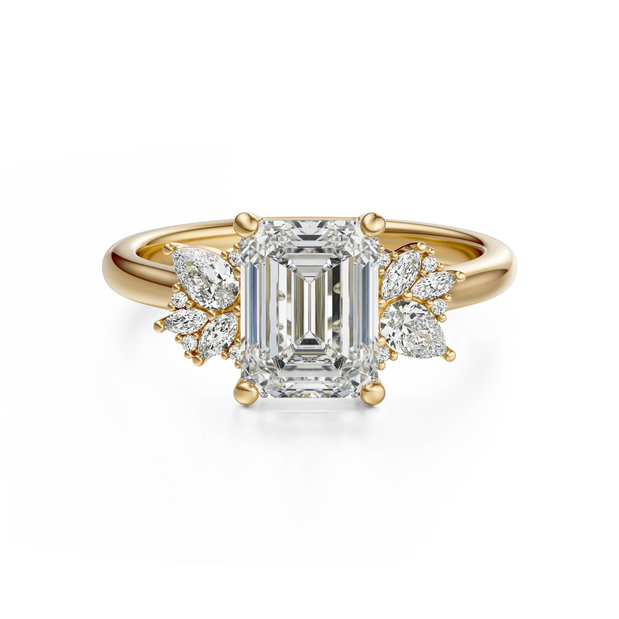The Diamond Fleur Ring | Emerald Cut | Setting Only - Lavender Creek Gems