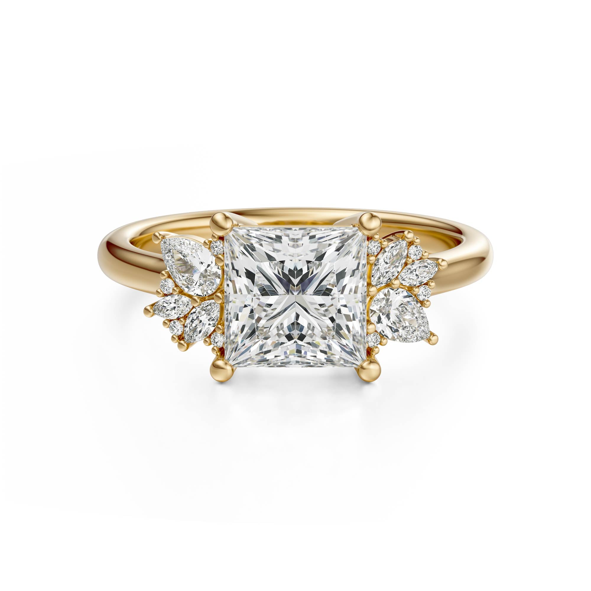 The Diamond Fleur Ring | Princess | Setting Only - Lavender Creek Gems