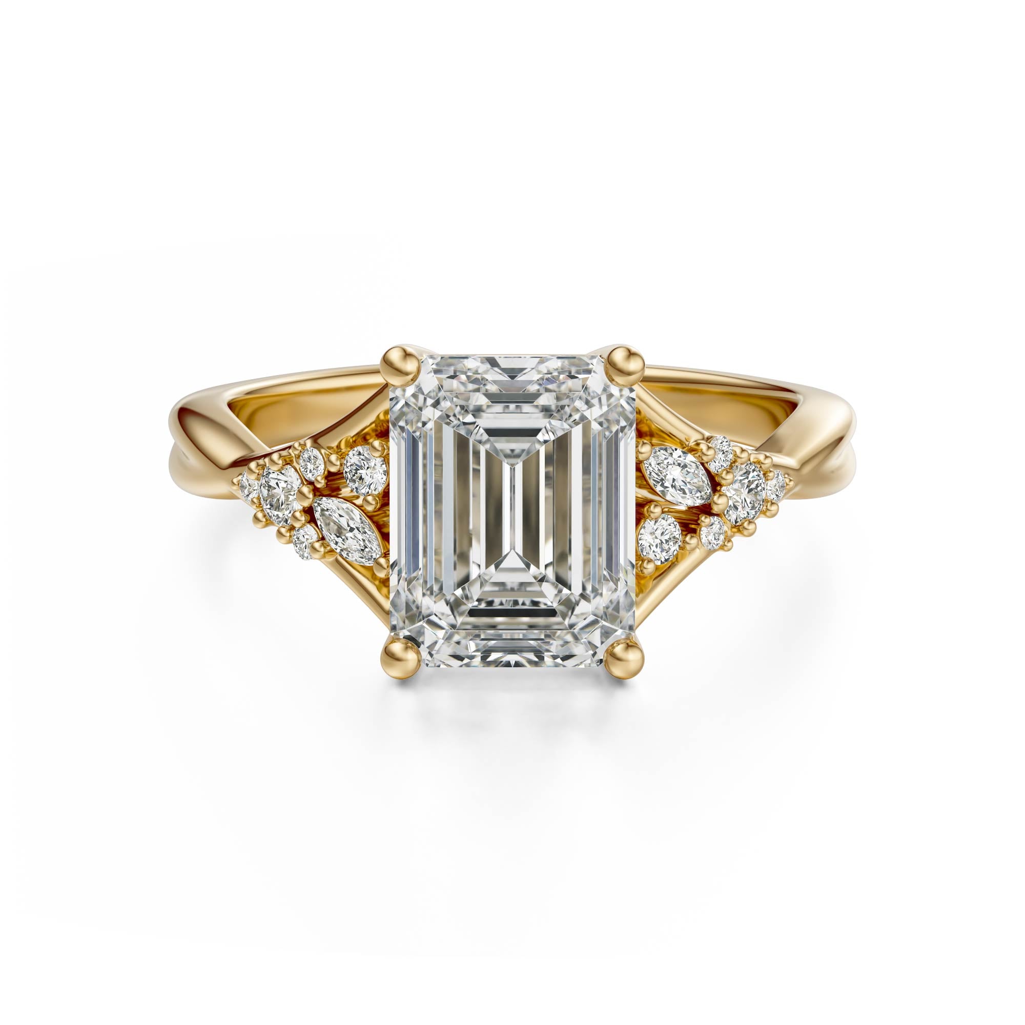 The Lyria Ring | Emerald Cut | Setting Only