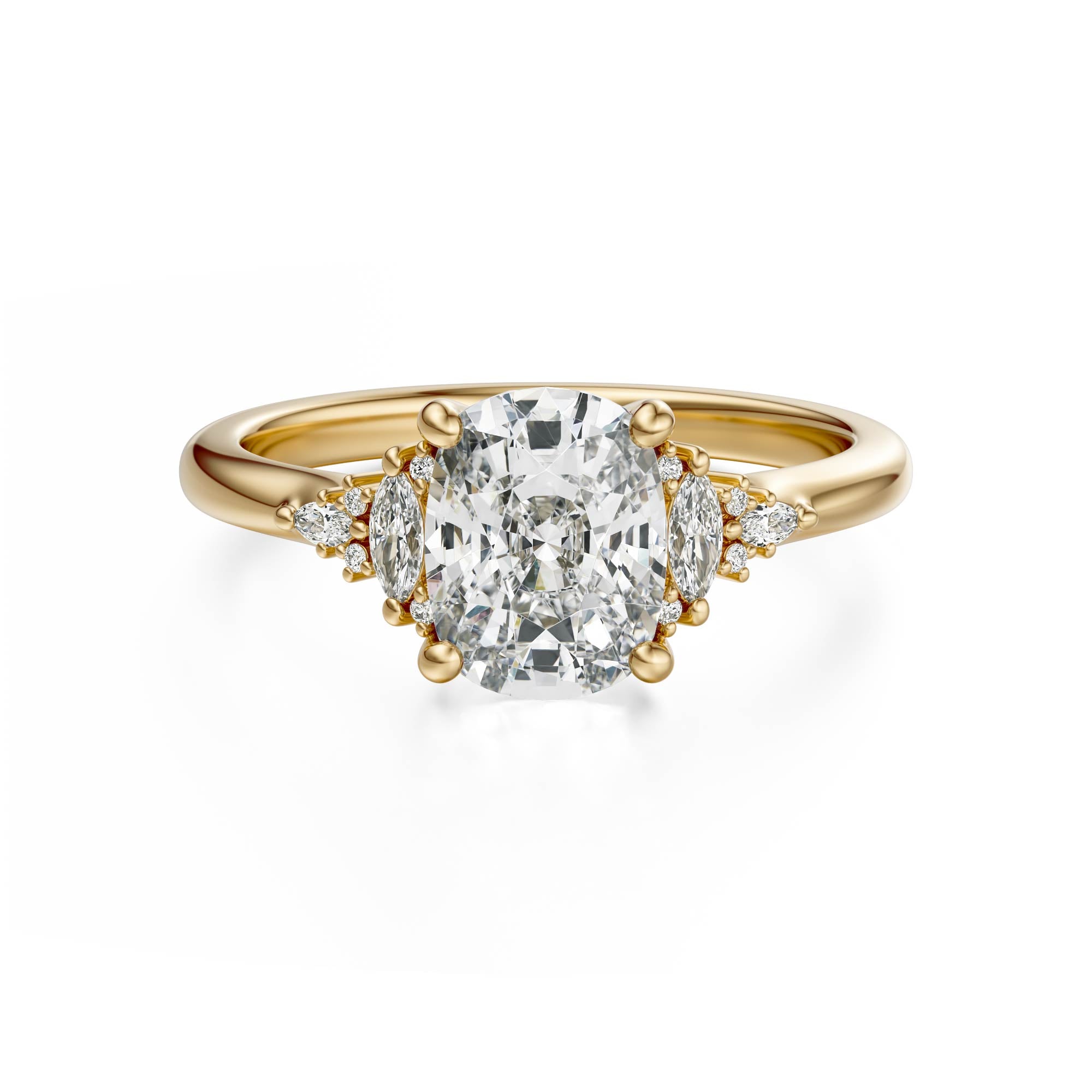 The Low Maeve Ring | Elongated Cushion | Setting Only