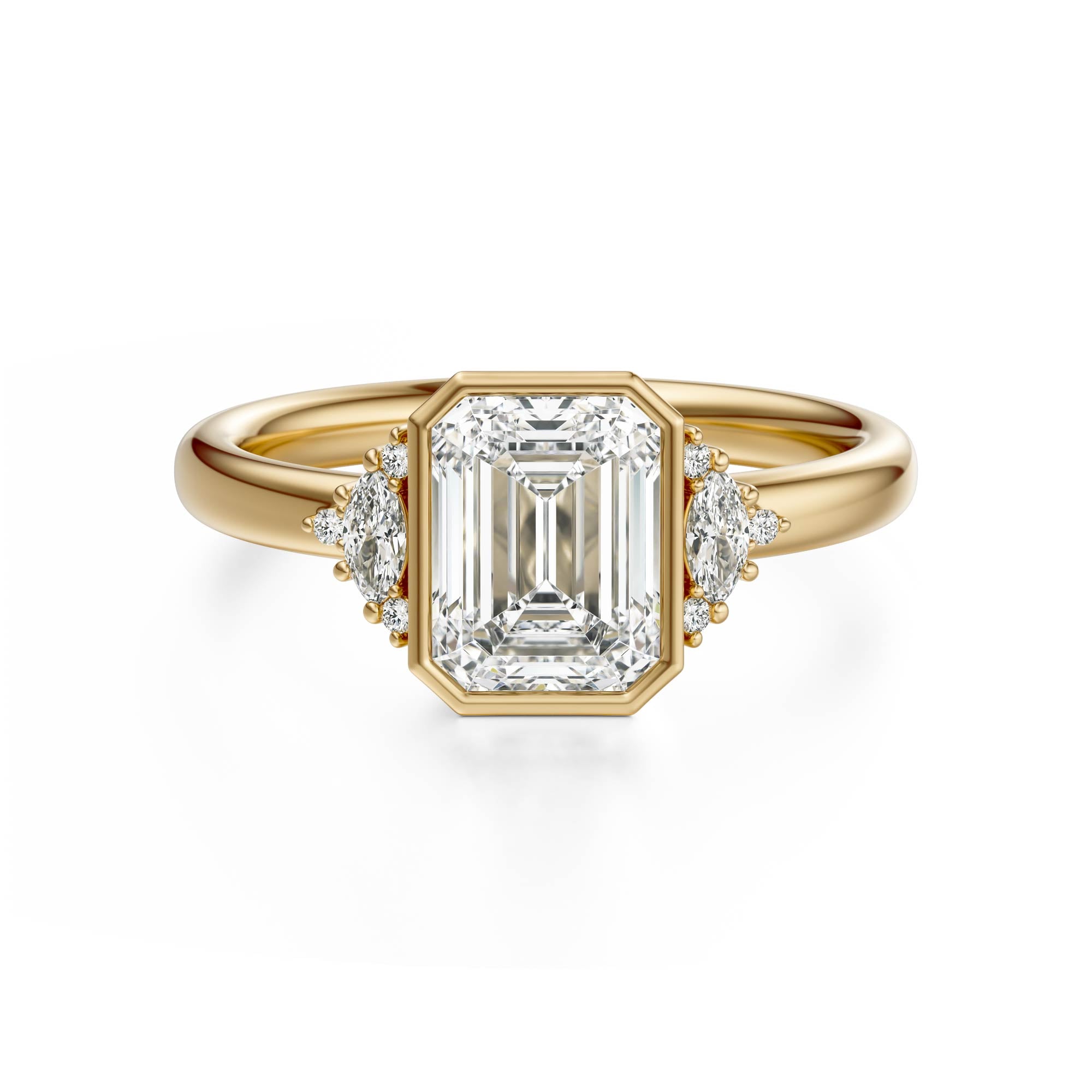 The Bezel Maren Ring | Emerald Cut - Lavender Creek Gems