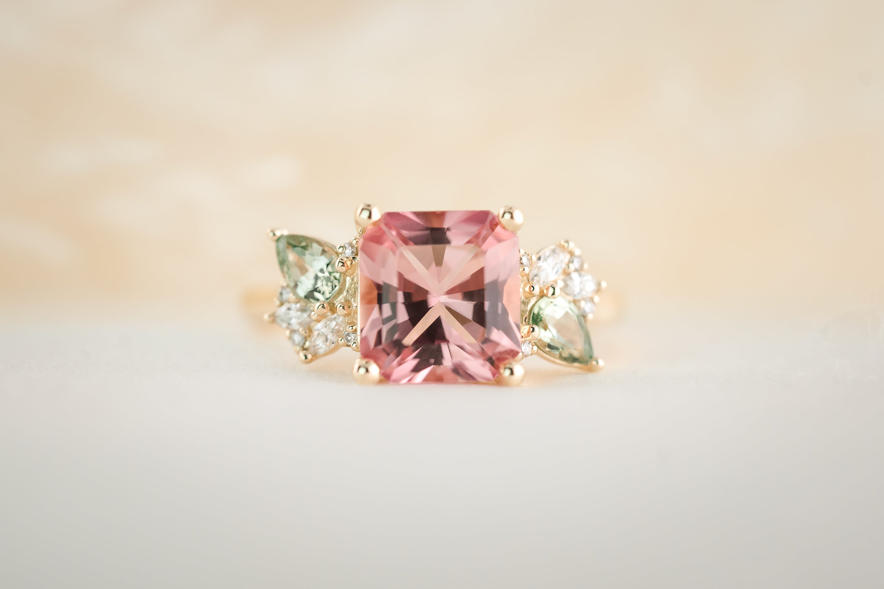 The Fleur 2.42 CT Radiant Cut Pink Tourmaline Ring - Lavender Creek Gems