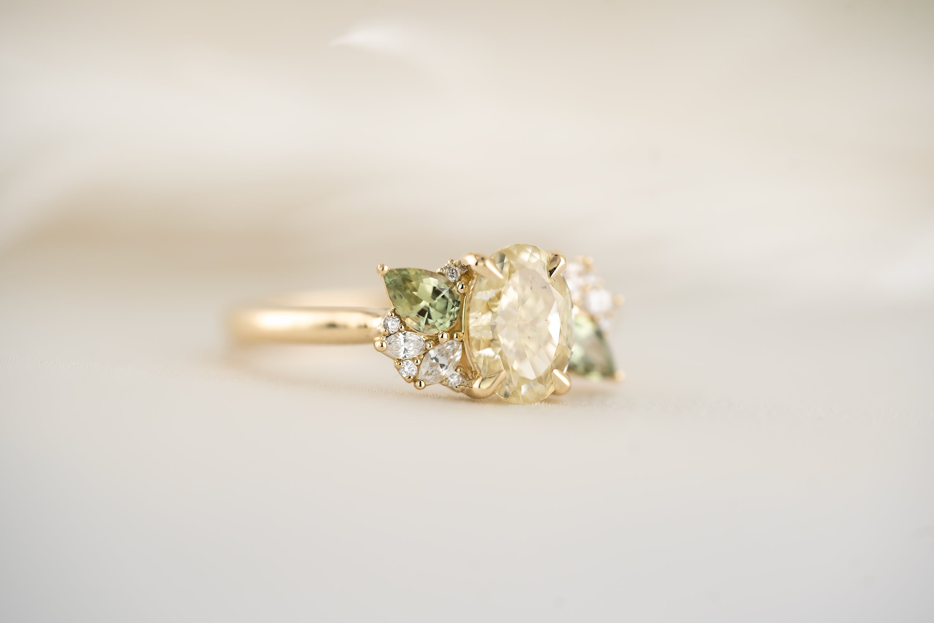 The Fleur Ring - 1.41 CT Oval Yellow Diamond - Lavender Creek Gems