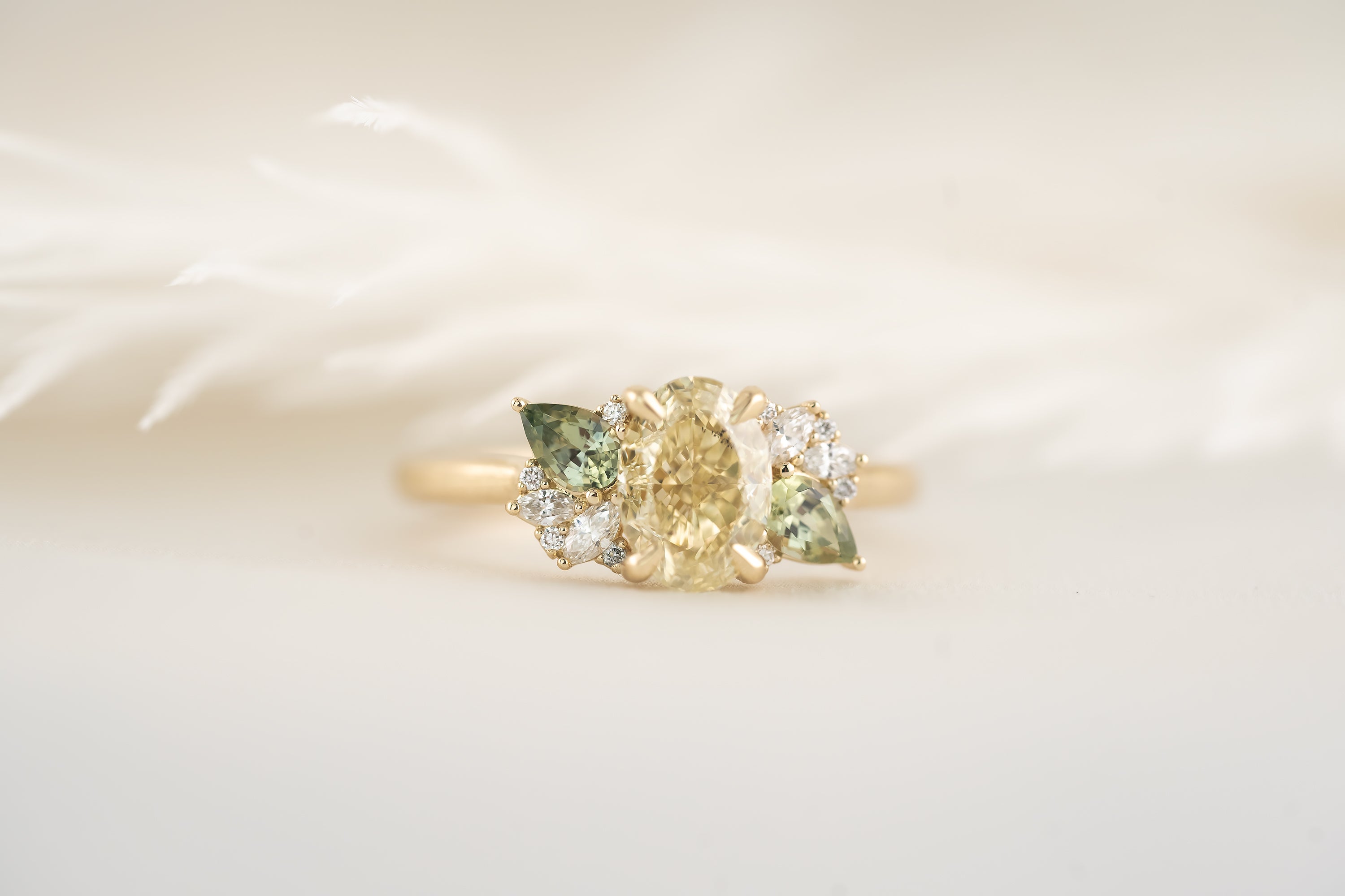The Fleur Ring - 1.41 CT Oval Yellow Diamond - Lavender Creek Gems