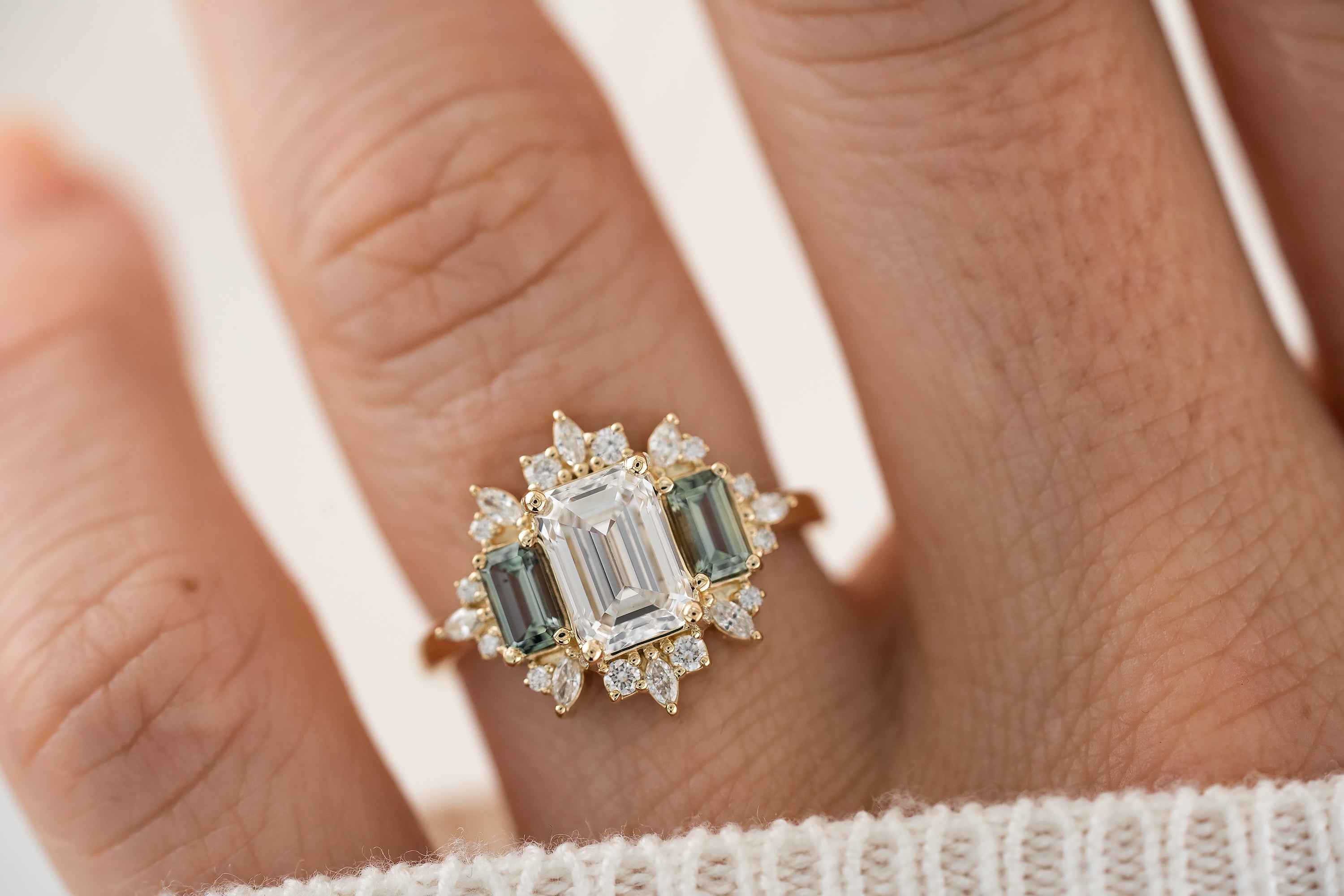 The Marial Ring | Diamond + Green Sapphire - Lavender Creek Gems