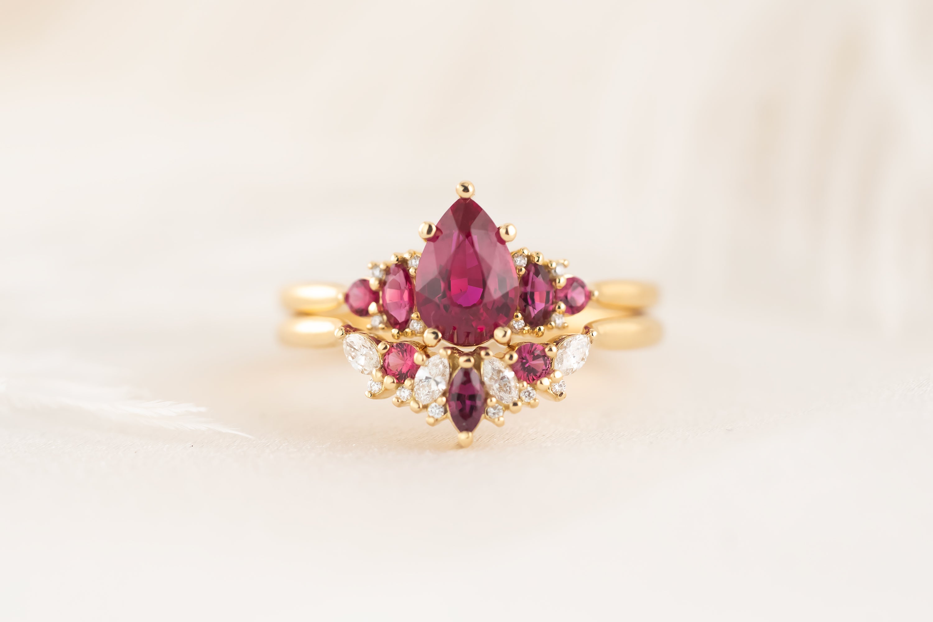 The Modified Maeve Ring | Ruby Wedding Set - Lavender Creek Gems