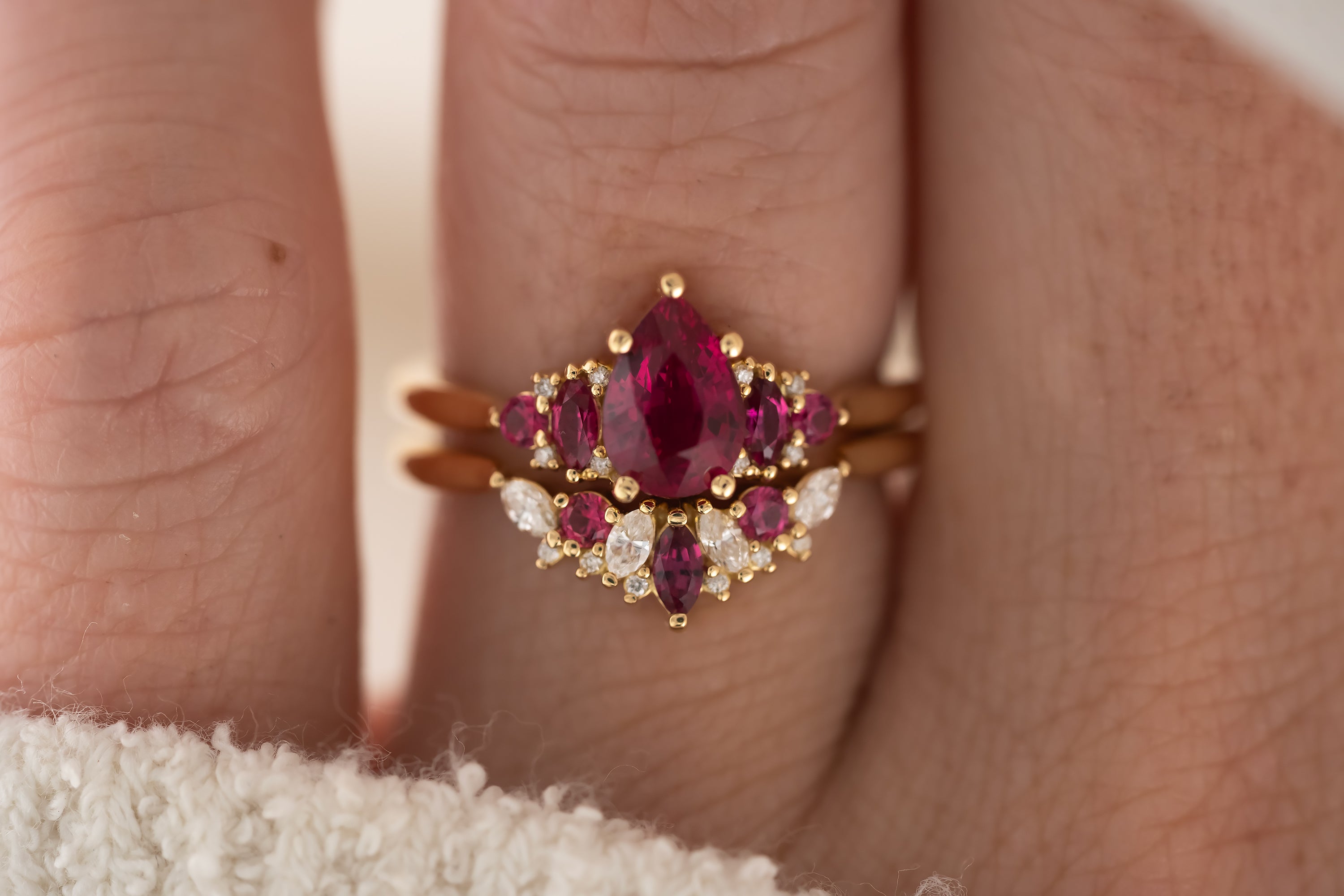 The Modified Maeve Ring | Ruby Wedding Set - Lavender Creek Gems