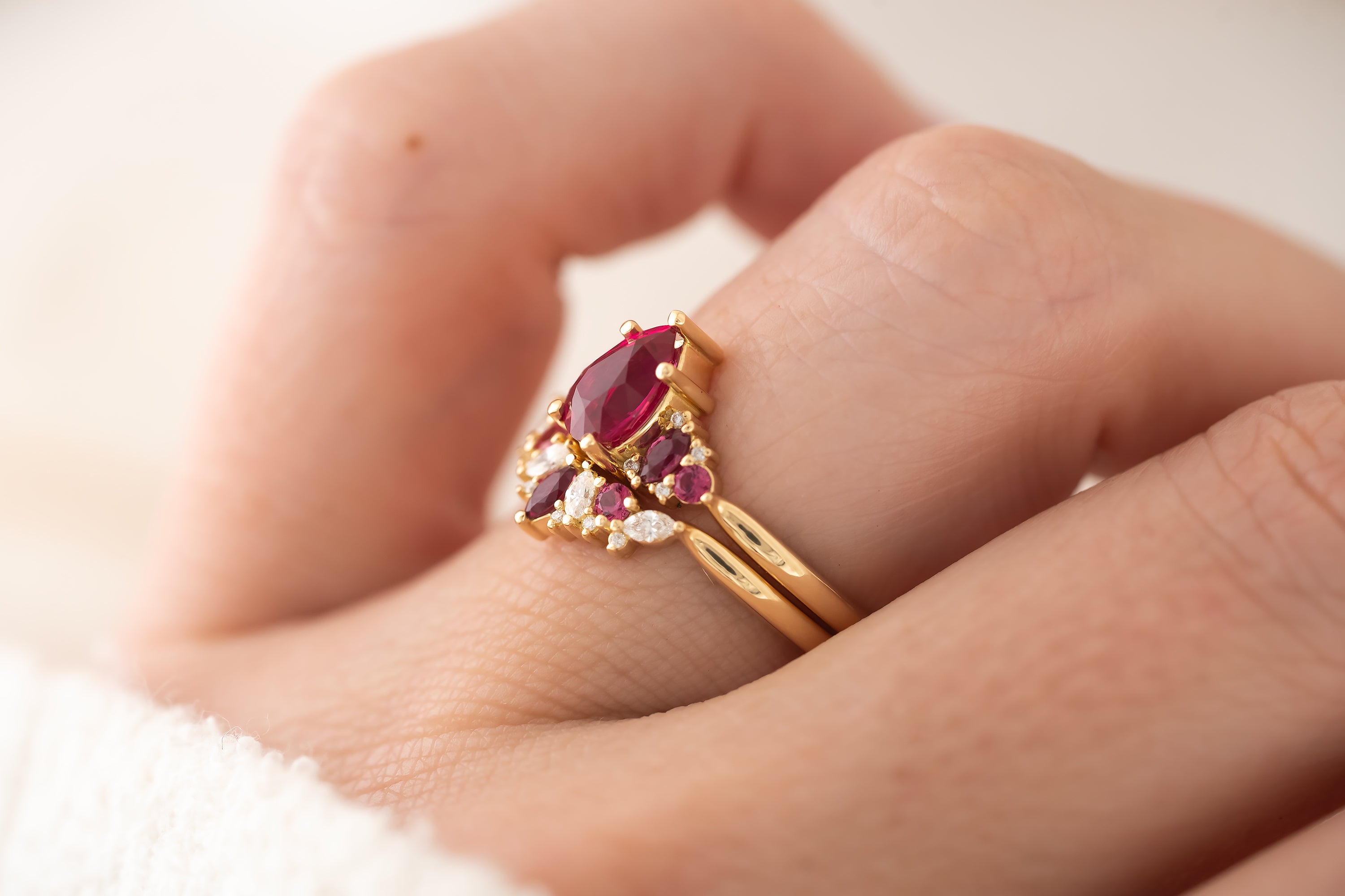 The Modified Maeve Ring | Ruby Wedding Set - Lavender Creek Gems
