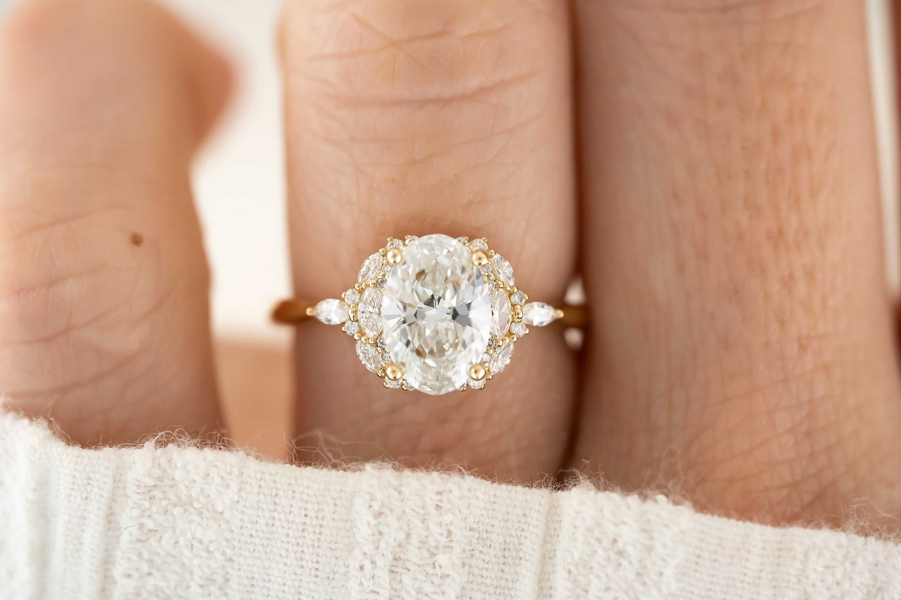 The Nestia Ring - 1.59 CT Oval Lab Diamond - Lavender Creek Gems