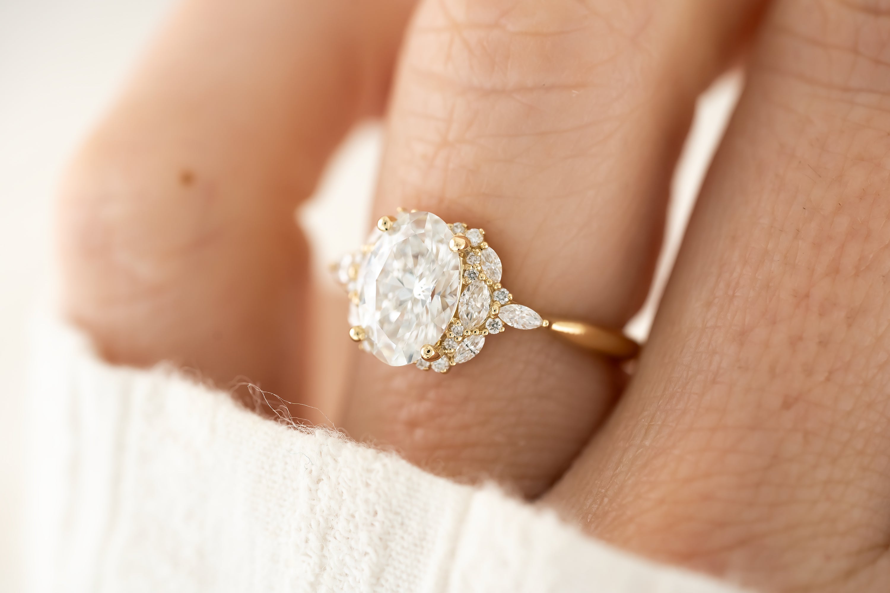 The Nestia Ring - 1.59 CT Oval Lab Diamond - Lavender Creek Gems