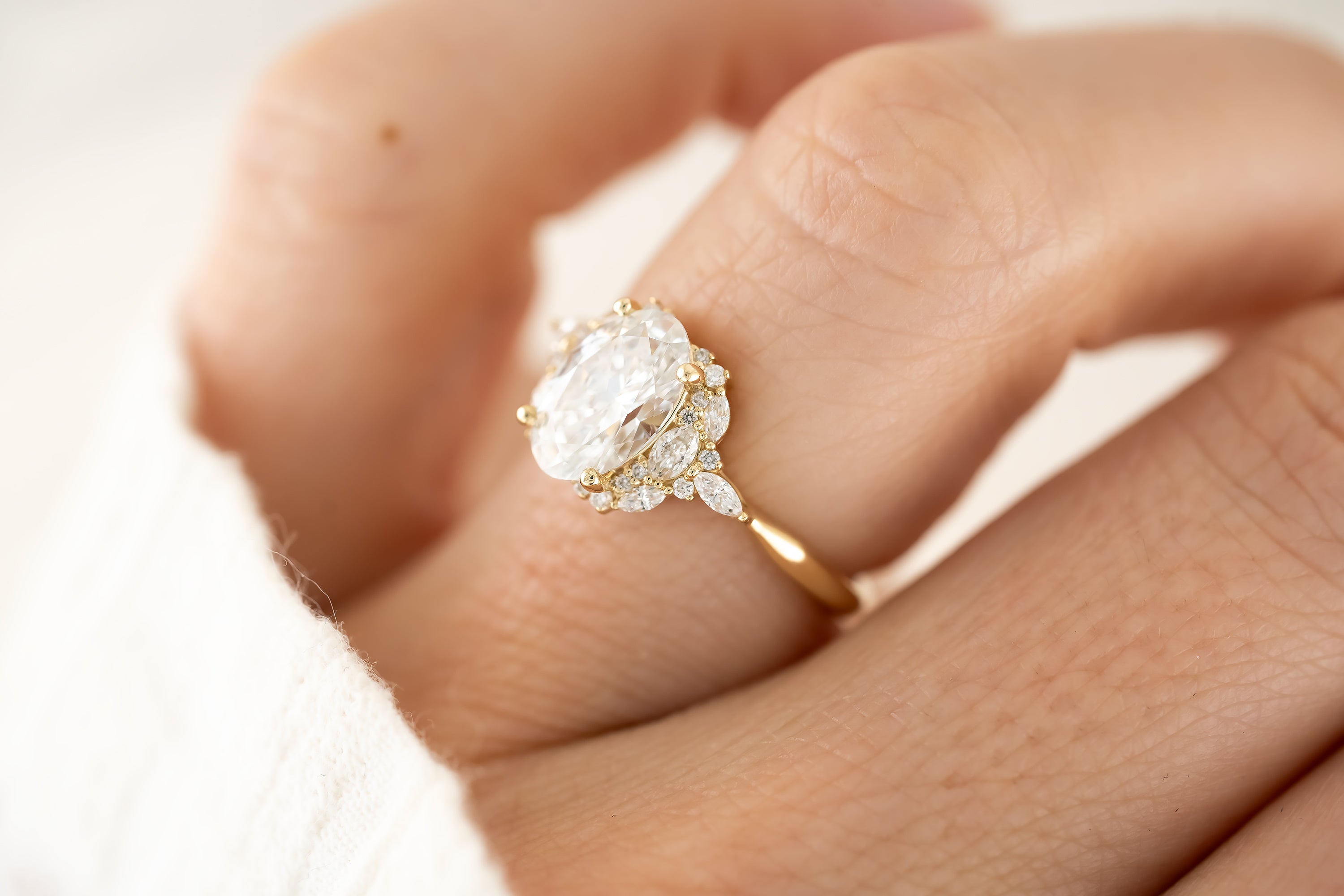 The Nestia Ring - 1.59 CT Oval Lab Diamond - Lavender Creek Gems
