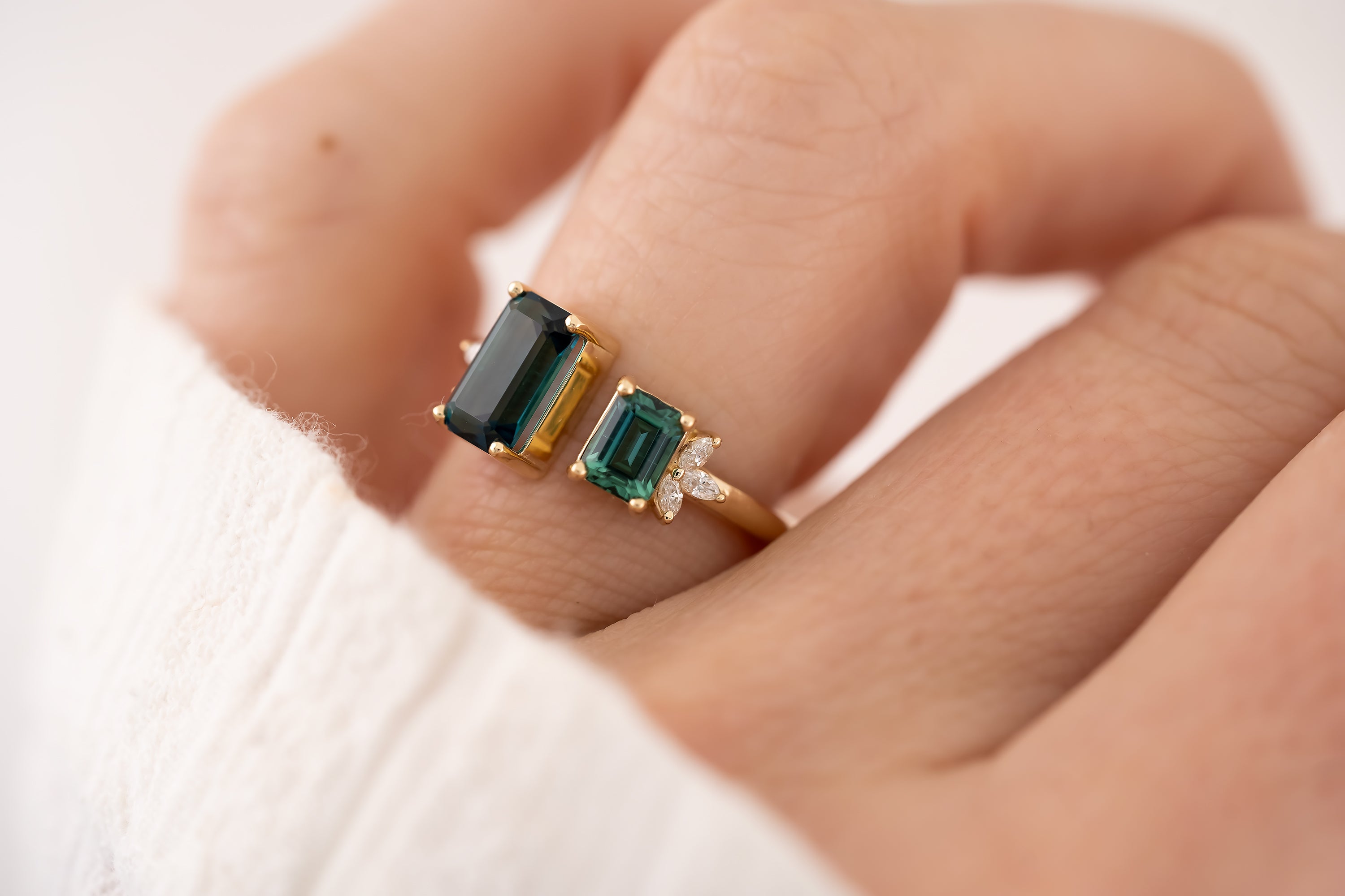 The Tula Blue + Green Tourmaline Ring - Lavender Creek Gems