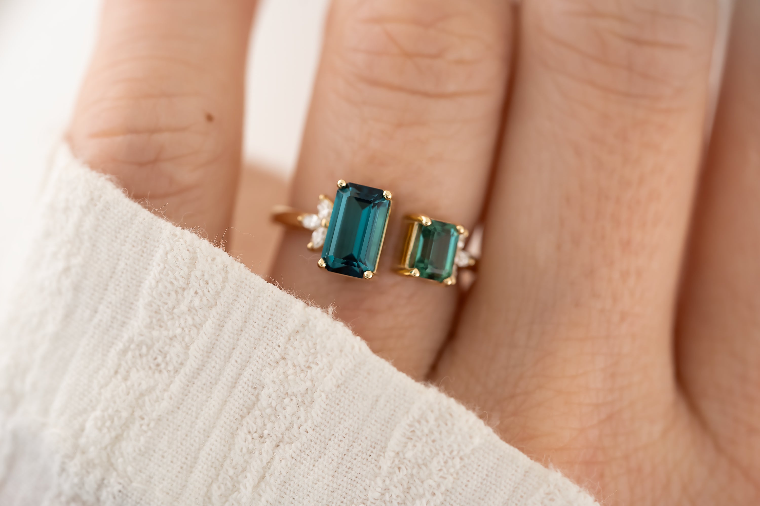 The Tula Blue + Green Tourmaline Ring - Lavender Creek Gems
