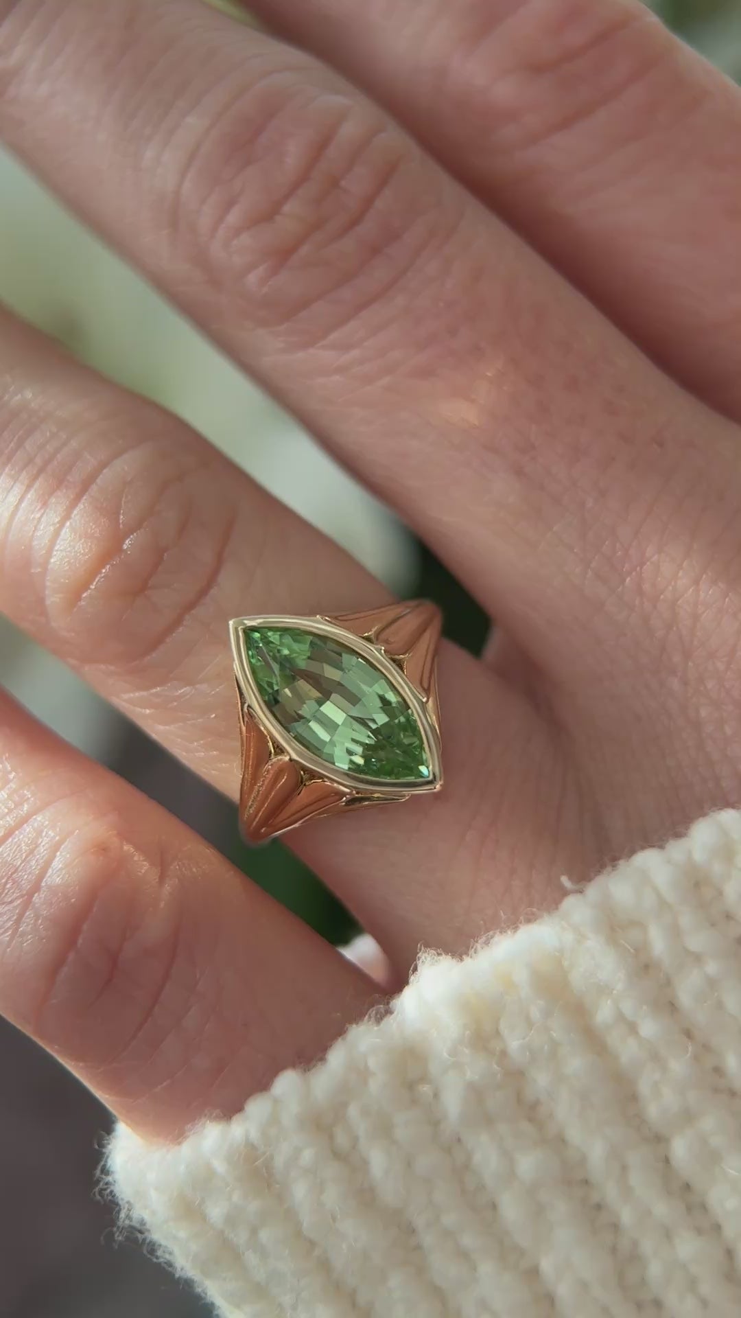The Nightbloom Ring | 2.71 CT Marquise Mint Green Tourmaline
