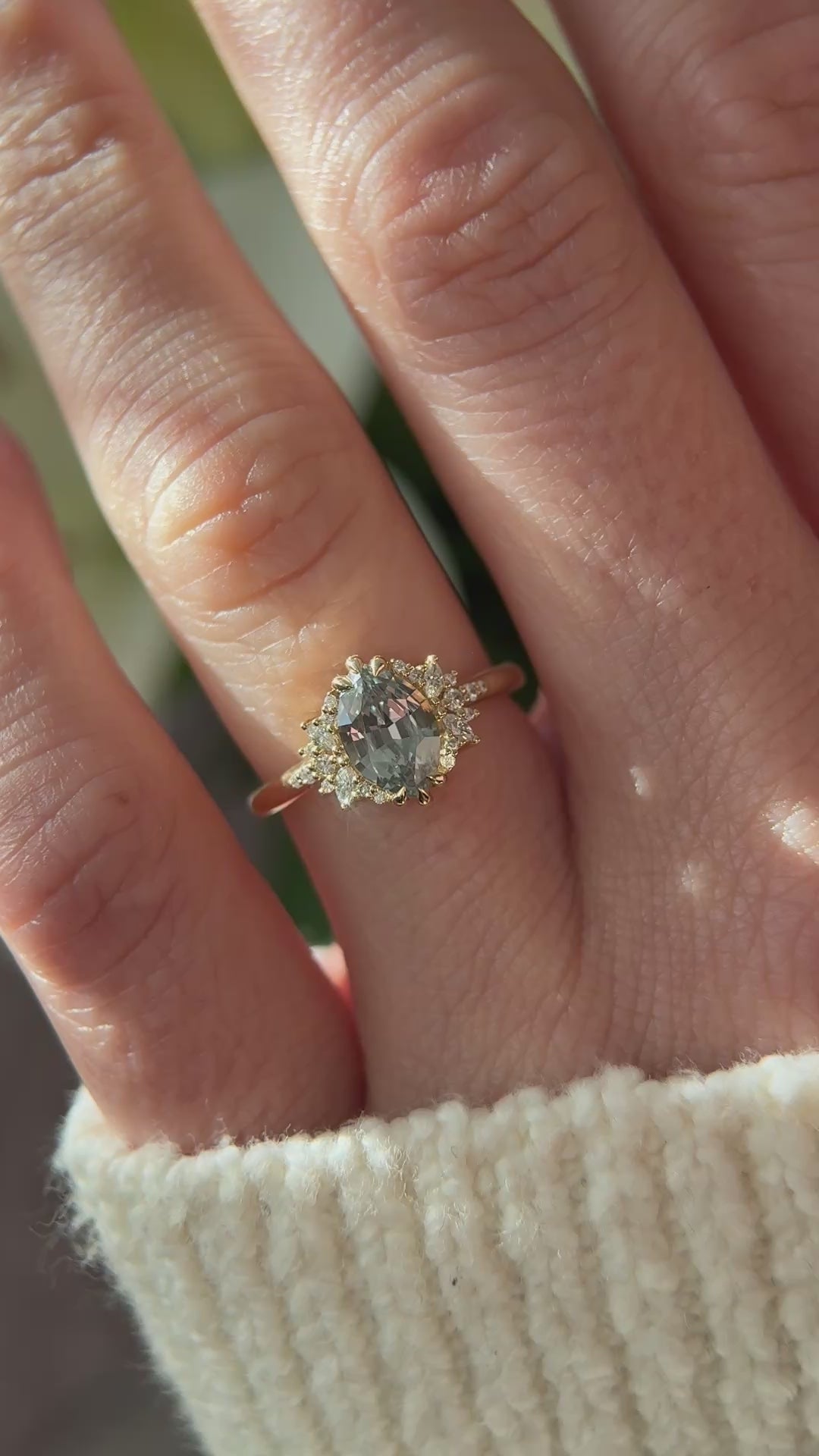 The Reverie Ring | 1.61 CT Marquise Gray Green Sapphire