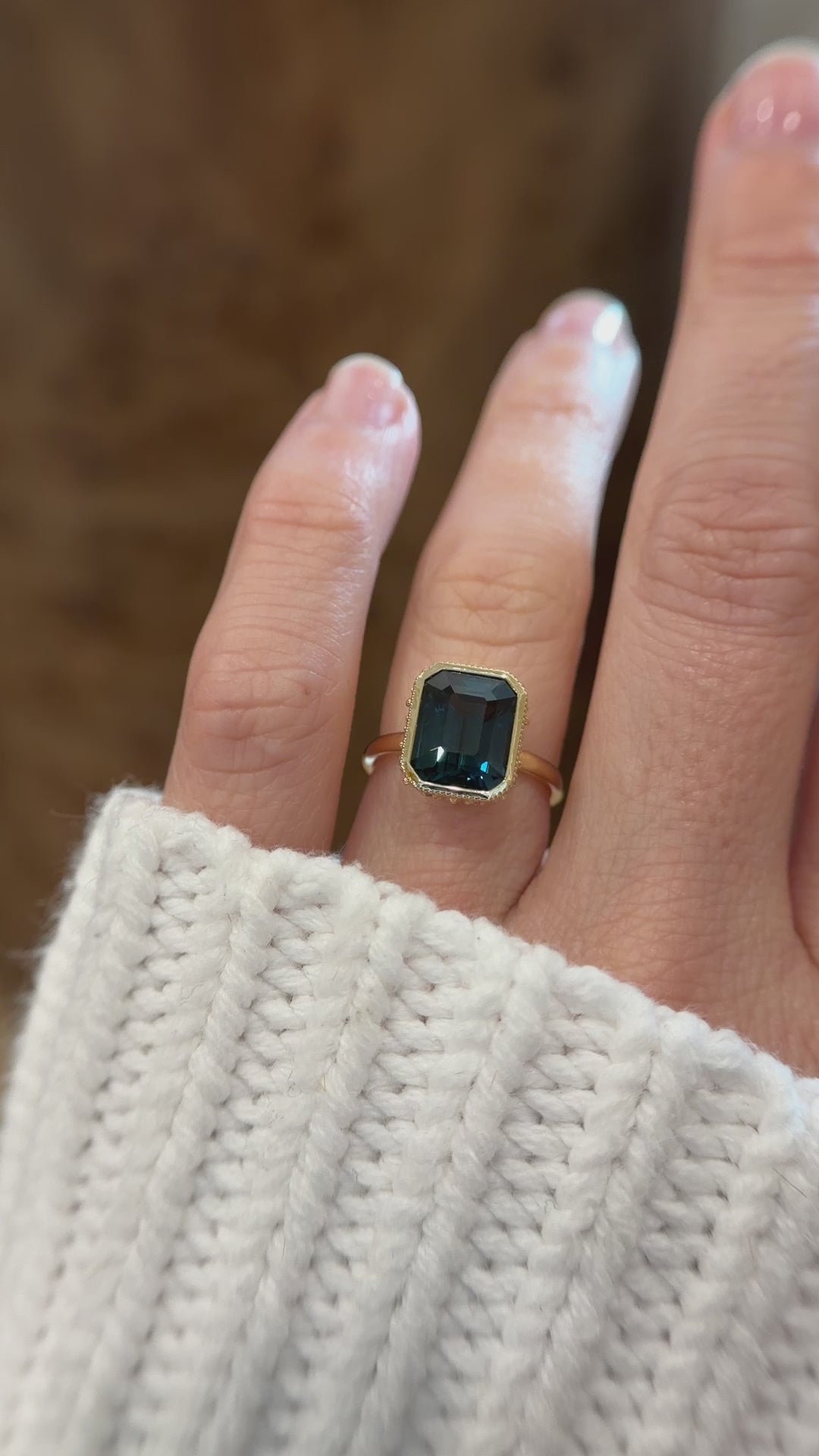 The Sitara Ring | 5.53 CT Emerald Cut Teal Sapphire