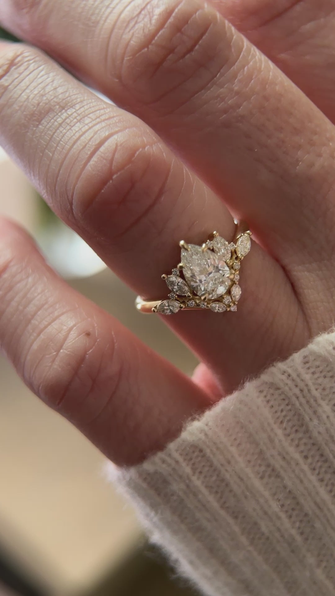 The Aurora 1 CT Pear Diamond Ring