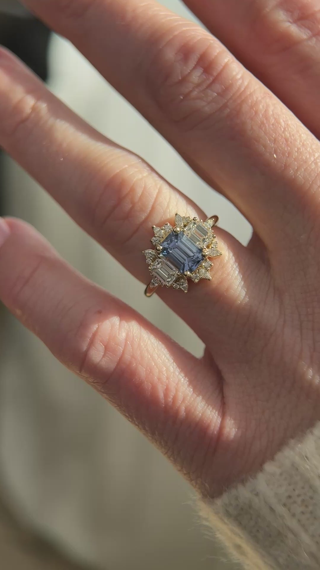 The Marial Ring | 1.51 Cornflower Blue Emerald Cut Sapphire