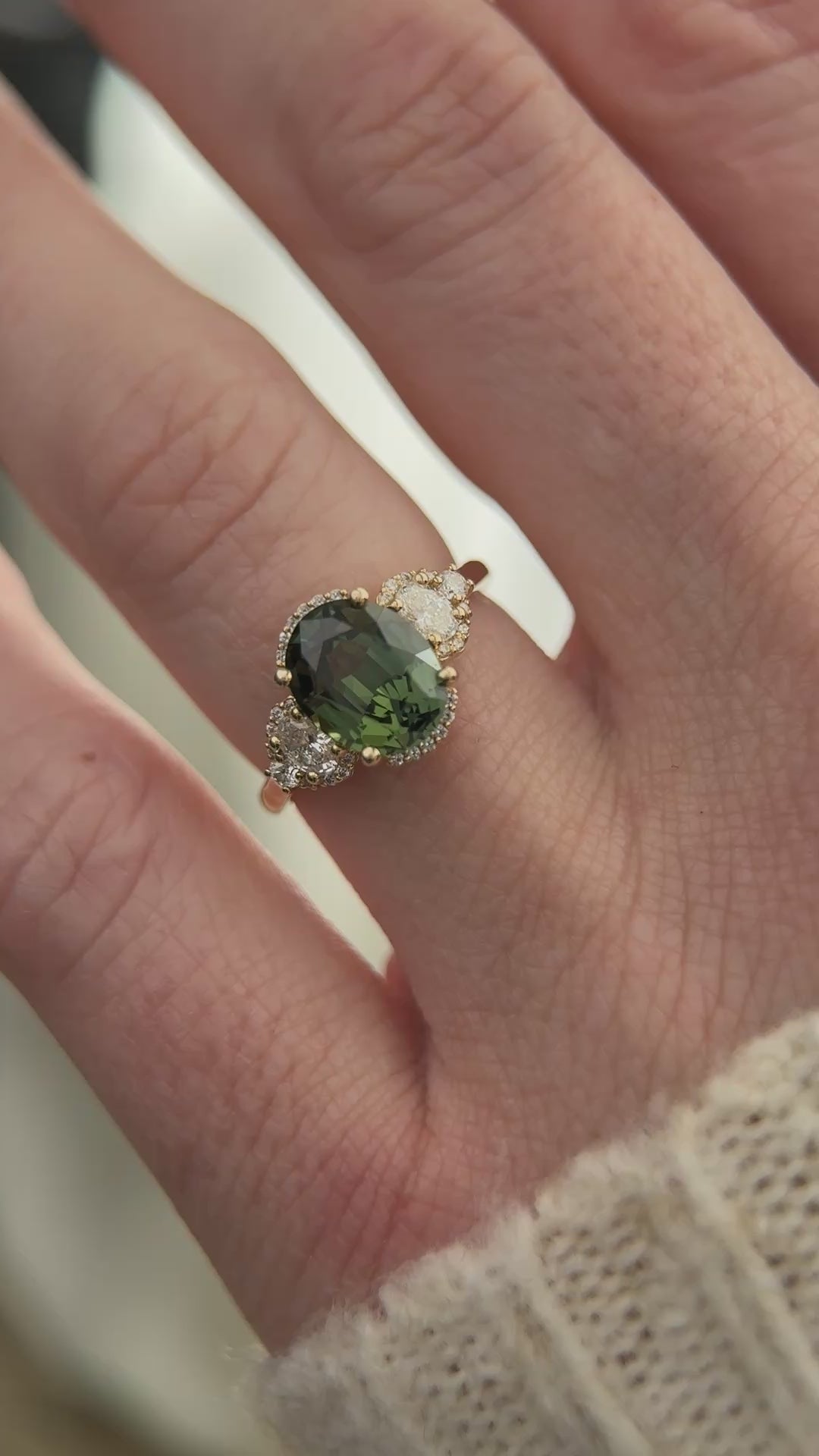 The Cypress Ring | 3.09 CT Oval Forest Green Australian Sapphire