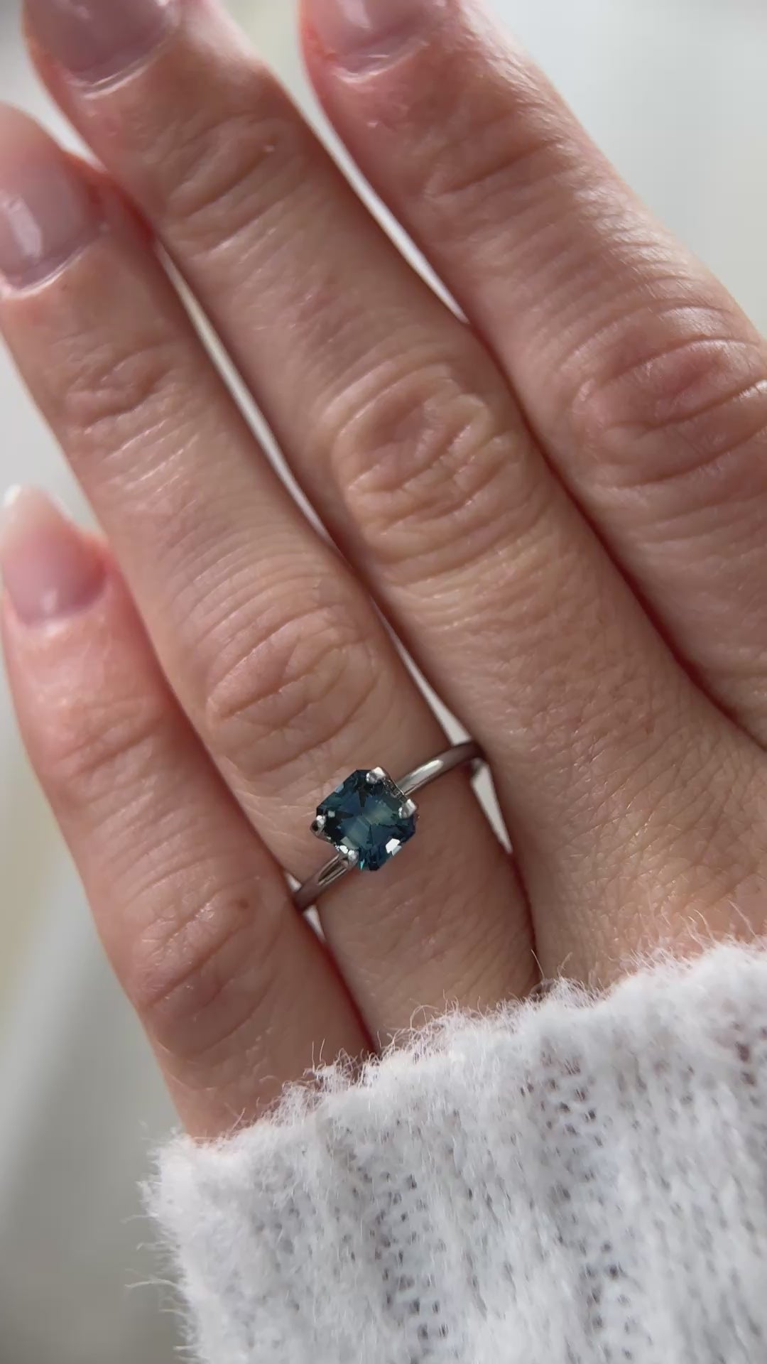 1.22 CT Emerald Cut Teal Sapphire