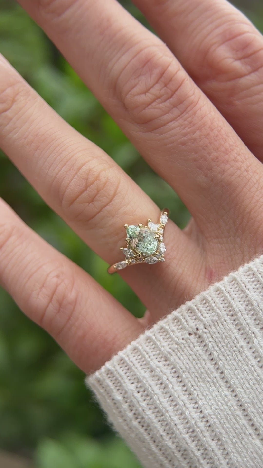 The Aurora Ring | 1.2 CT Pear Cut Seafoam Tourmaline
