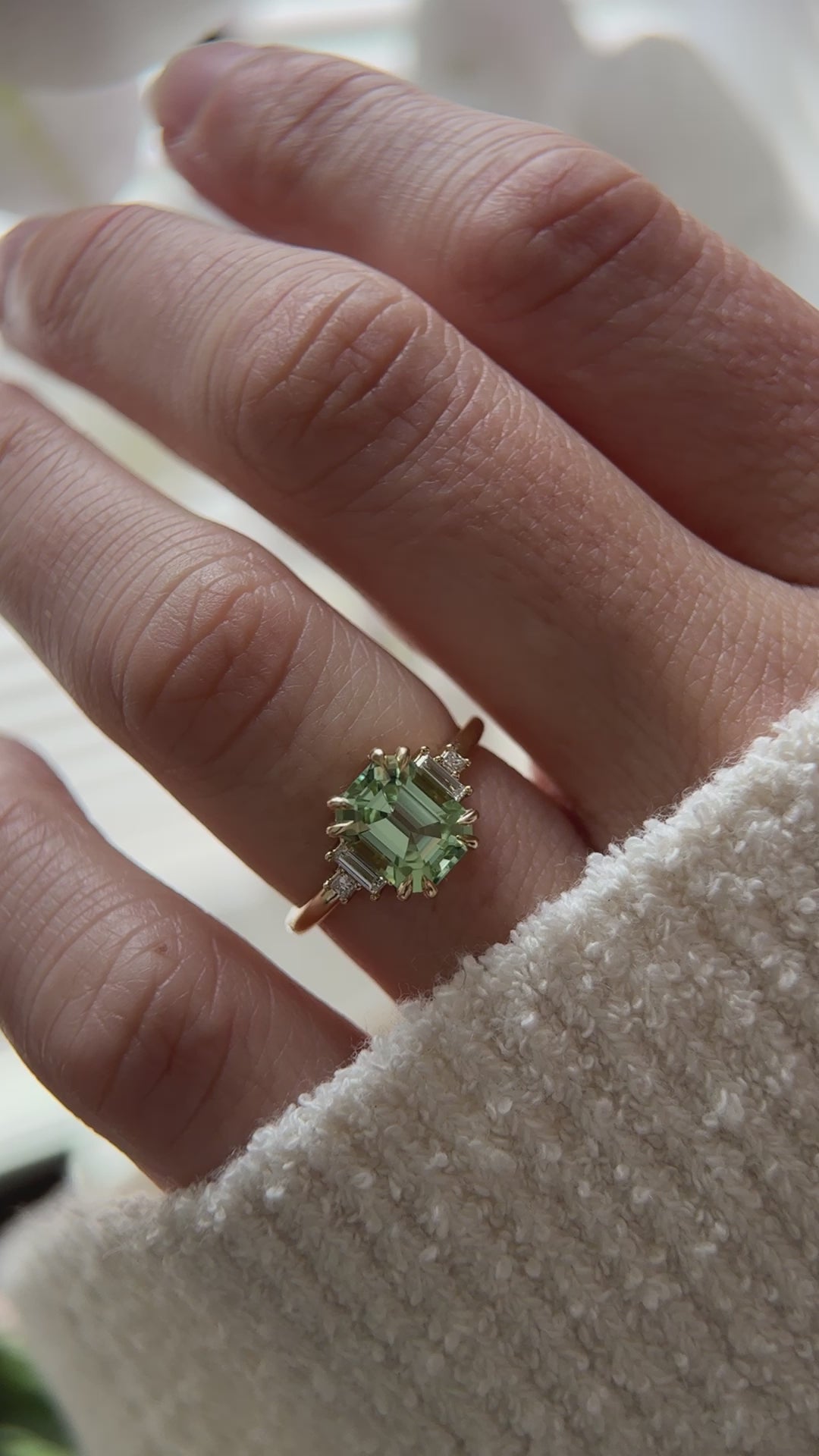 The Mira 2.02 CT Emerald Cut Mint Green Tourmaline Ring