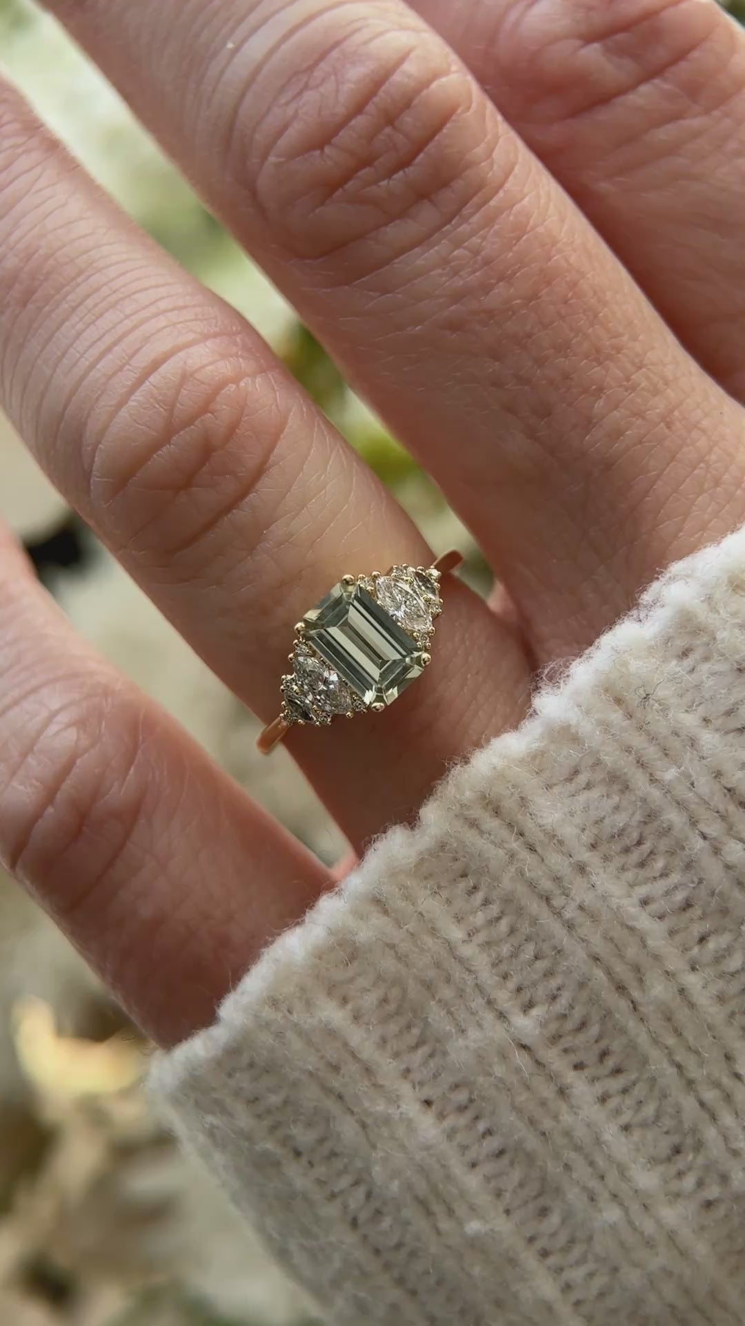 The Vivienne Ring | 1.1 CT Emerald Cut Pastel Green Sapphire