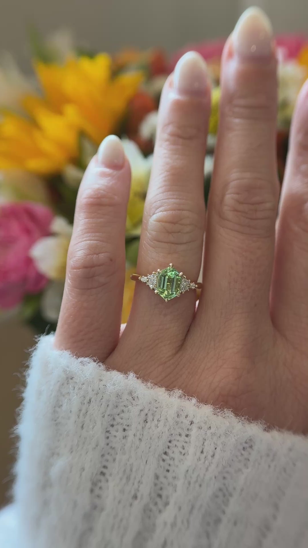 The Maeve Ring | 1.67 CT Elongated Hexagon Mint Green Tourmaline