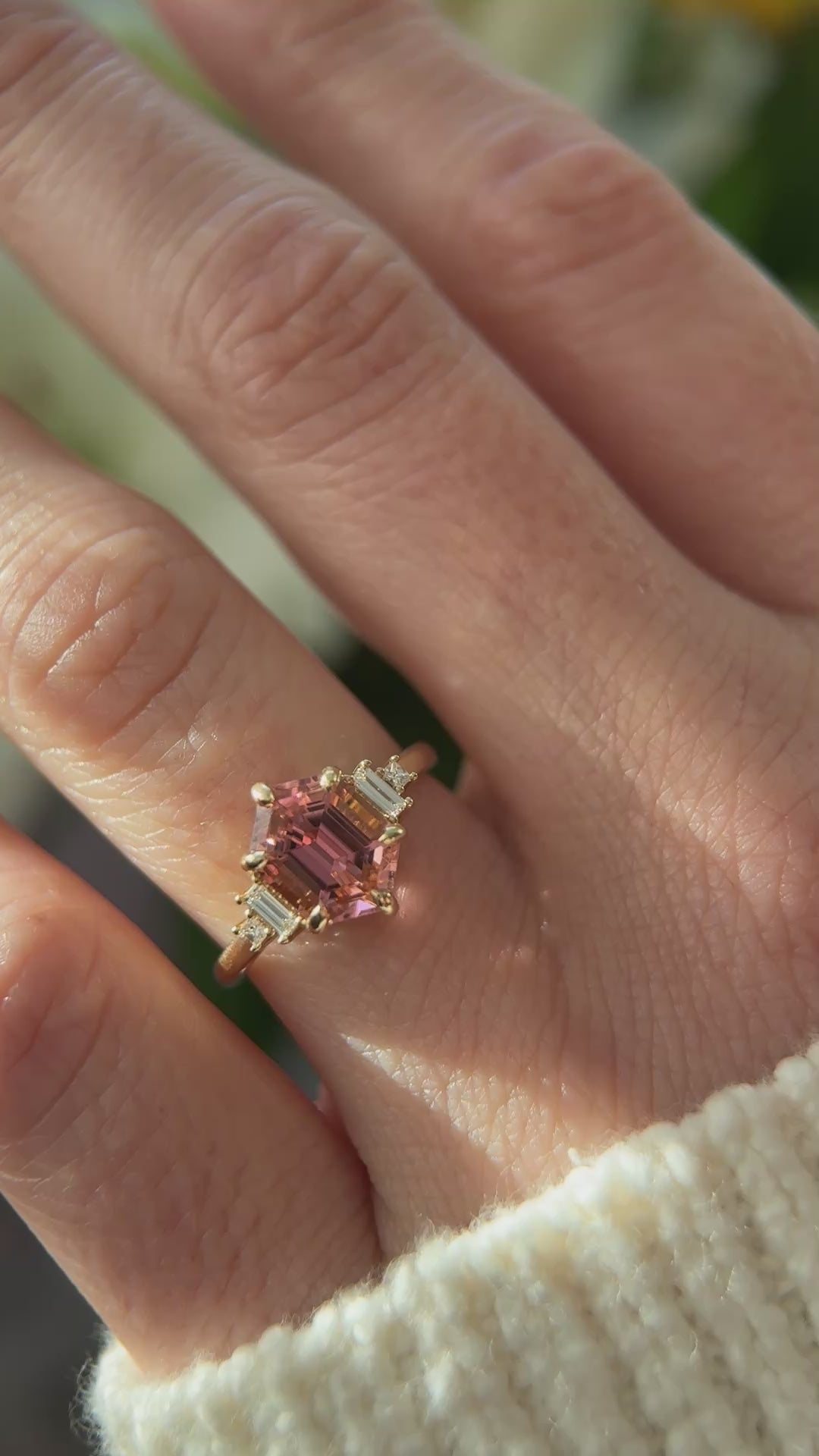 The Mira Ring | 2.45 CT Elongated Hexagon Pink Tourmaline