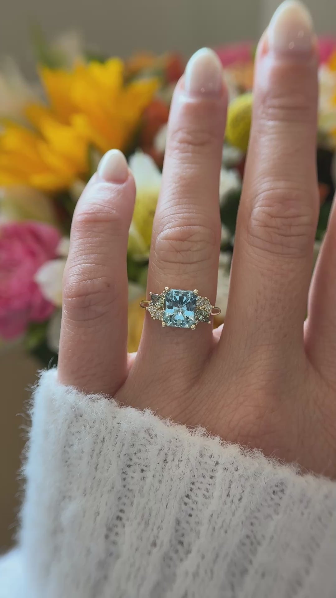 The Fleur Ring | 2.08 CT Radiant Aquamarine