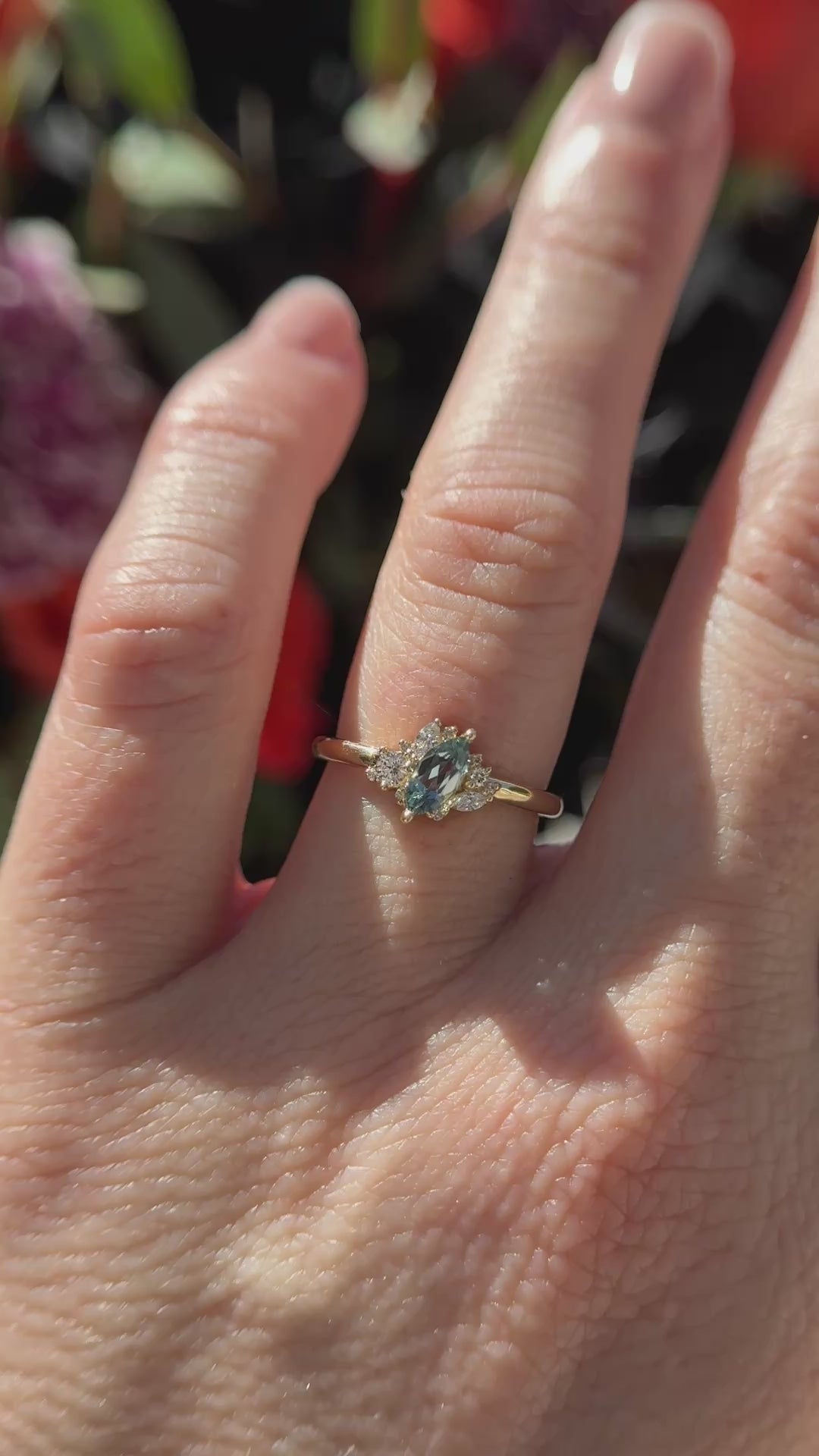 The Cosma Ring | 0.43 CT Marquise Montana Sapphire