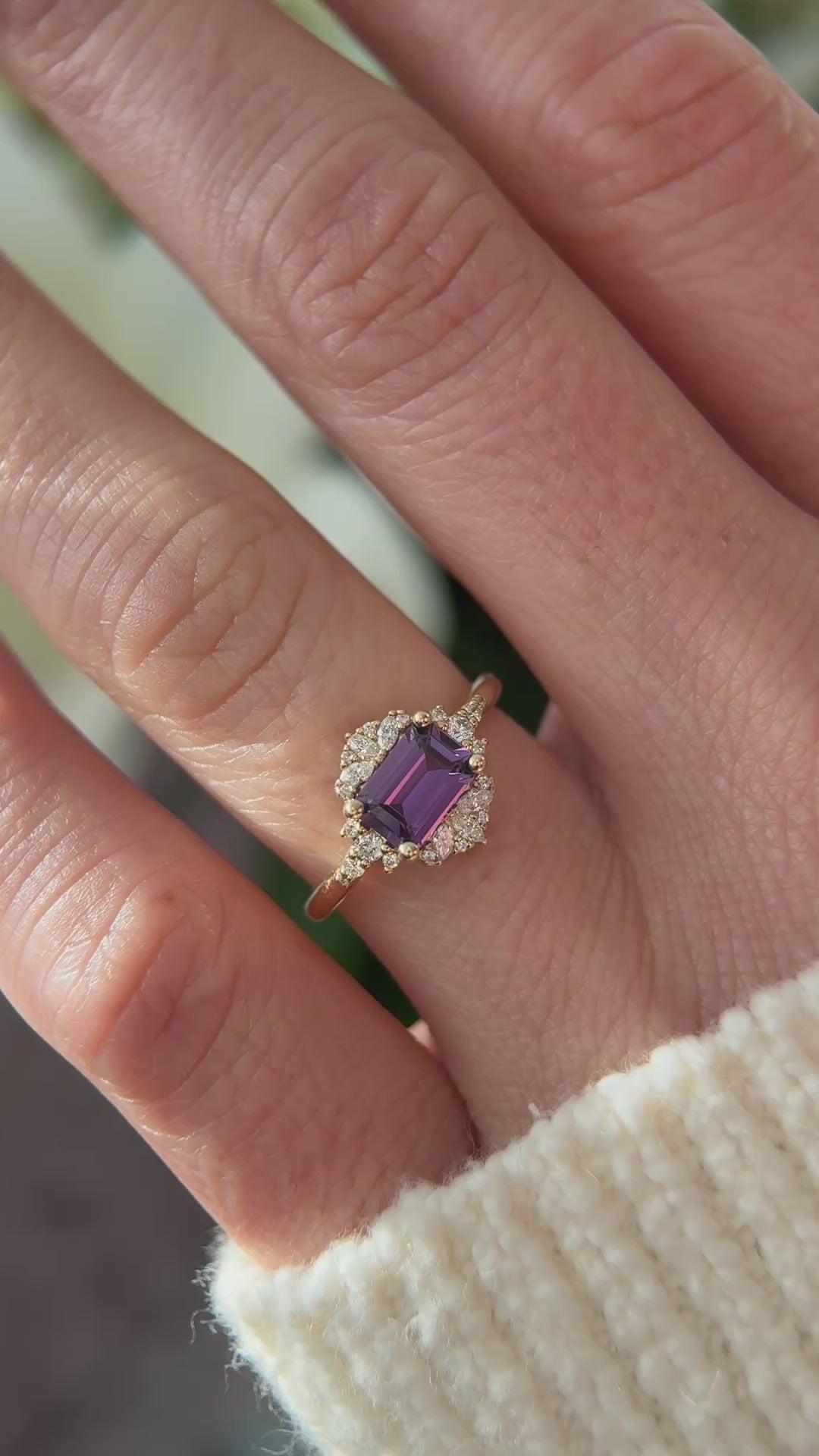 The Comtesse Ring | 1.15 CT Emerald Cut Royal Purple Sapphire