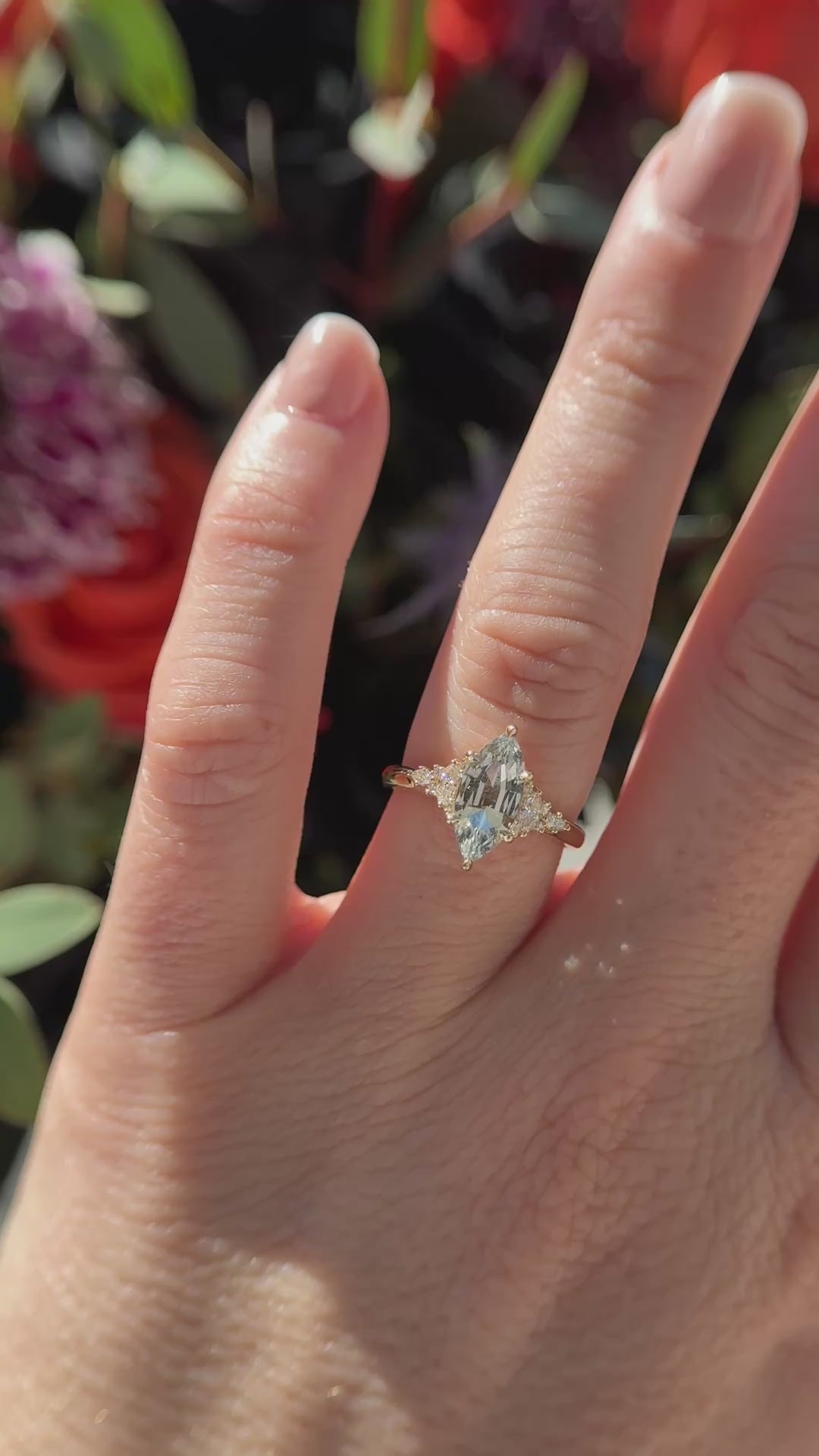 The Maeve Ring | 1.7 CT Marquise Mint Sapphire