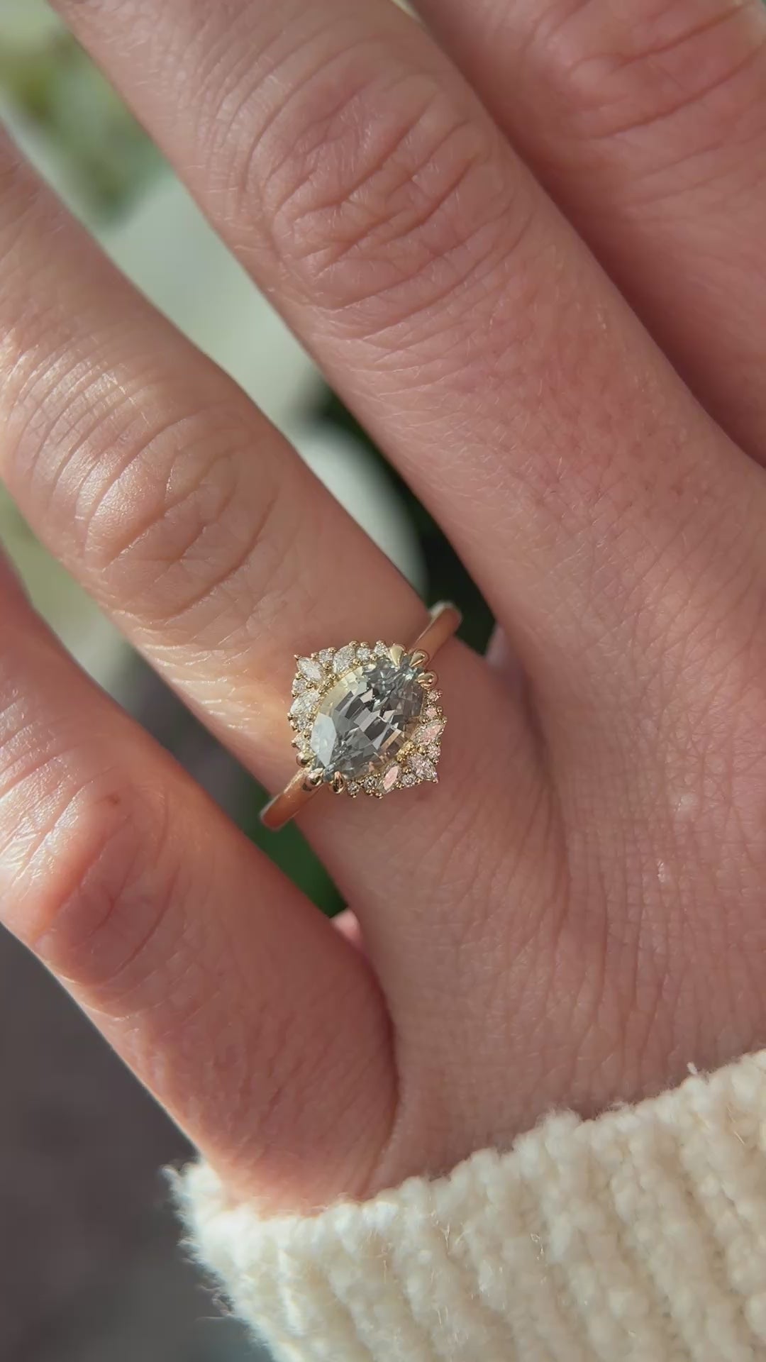 The Comtesse Ring | 1.83 CT Marquise Light Green Sapphire