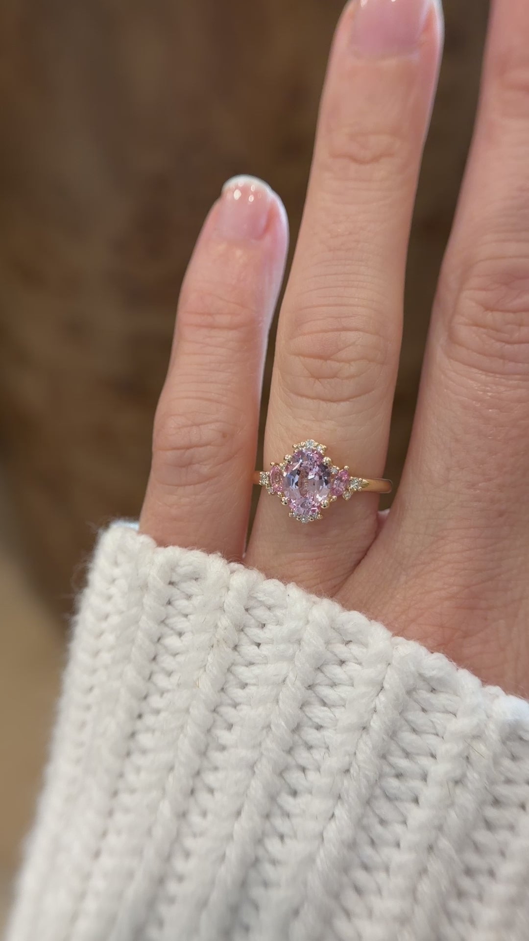 The Naevia Ring | 1.8 CT Oval Light Pink Sapphire + Light Pink Sapphire Accents