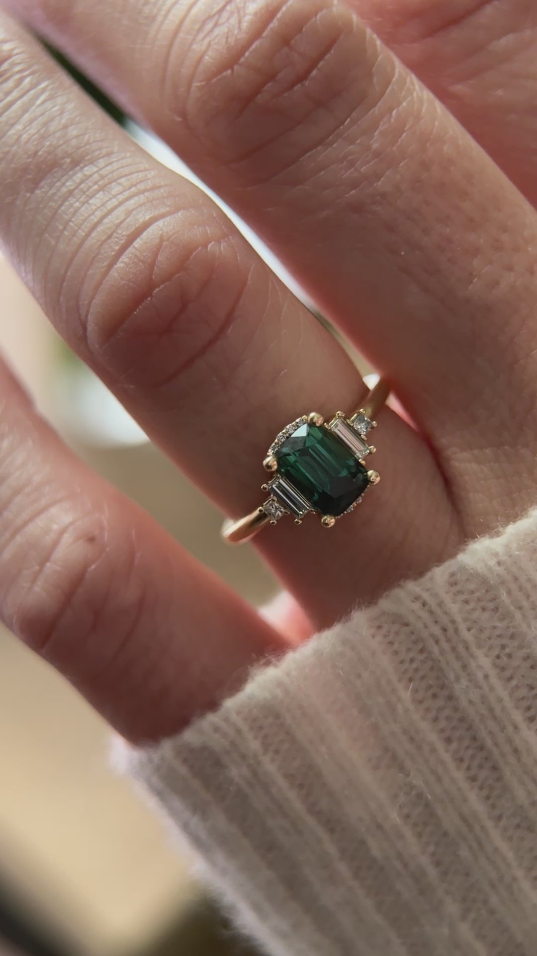 The Sura 1.38 CT Cushion Blue Tourmaline Ring