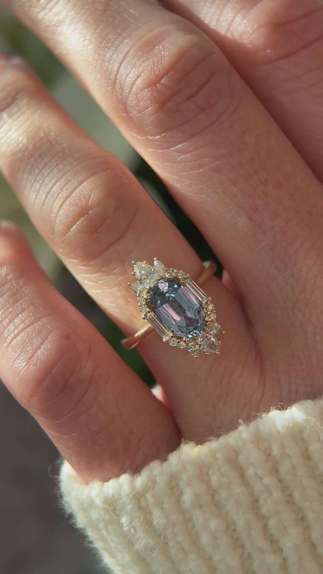 The Georgia Ring | 2.11 CT Oval Carolina Blue Sapphire