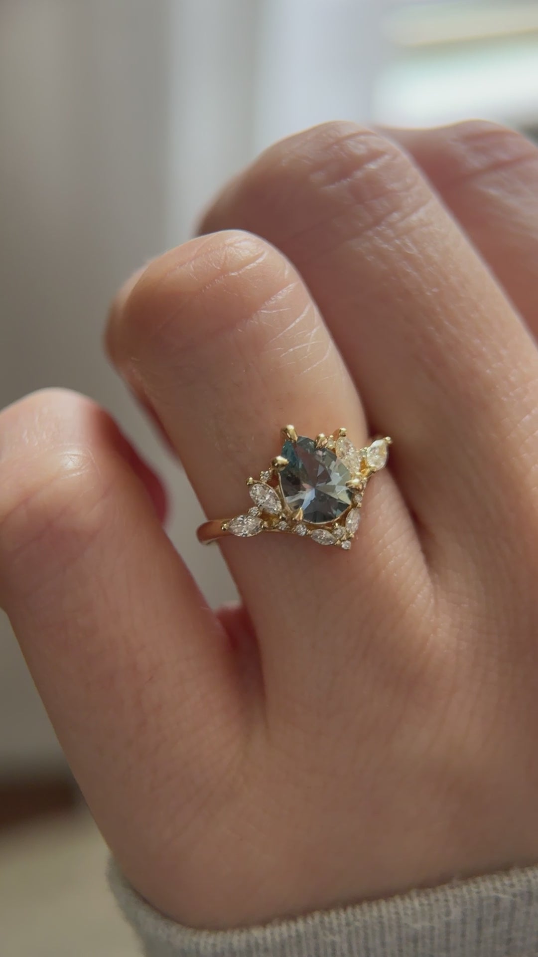 The Aurora 1.18 CT Pear Blue Sapphire Ring