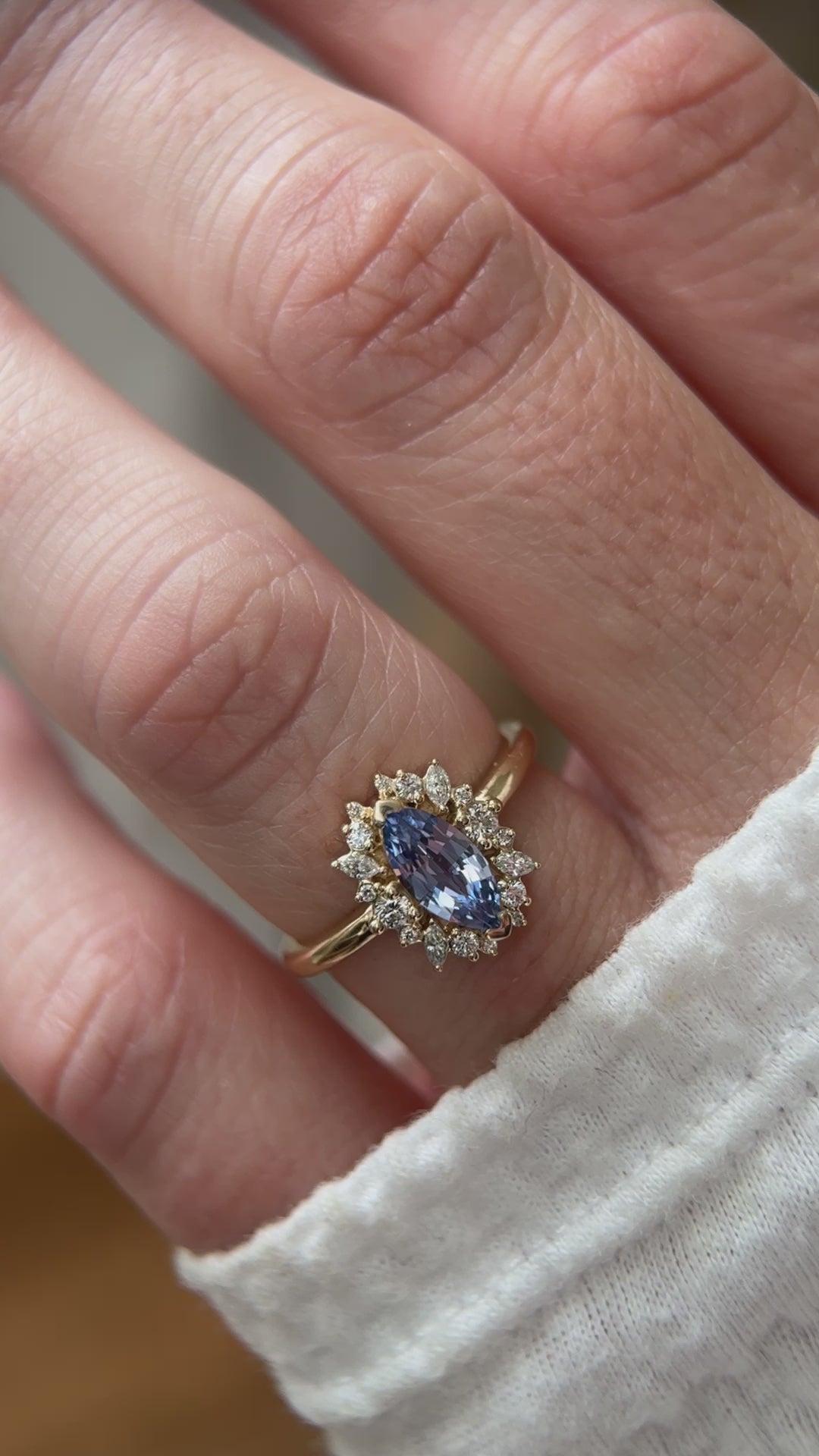 The Eleanor Ring | 0.83 CT Marquise Light Blue Sapphire