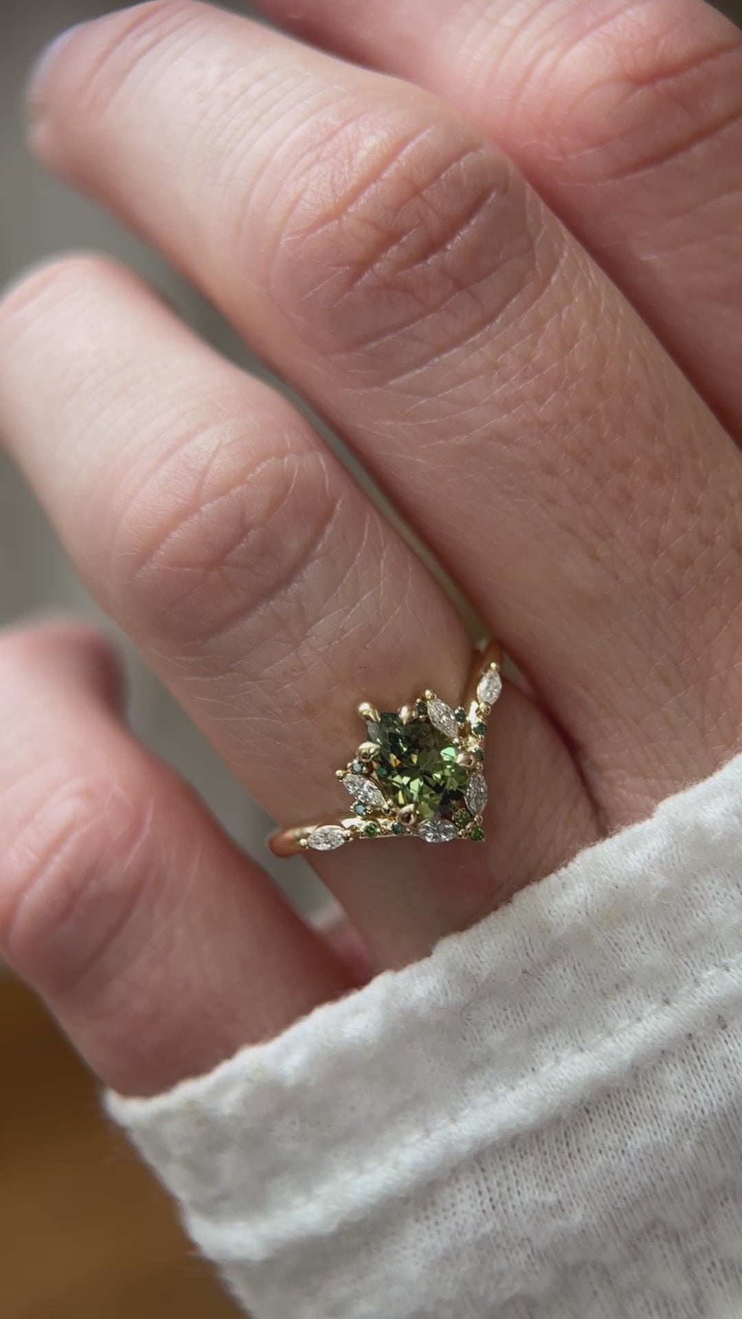 The Aurora Ring | 1.1 CT Pear Demantoid Garnet