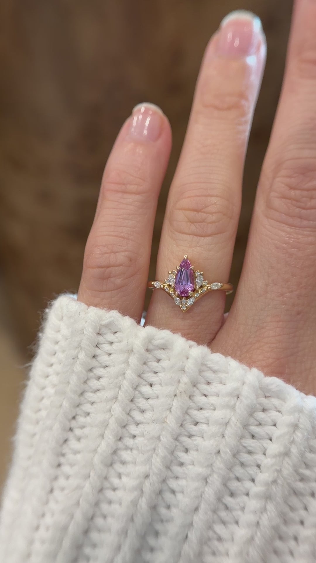 The Aurora Ring | 0.9 CT Pear Pink Sapphire